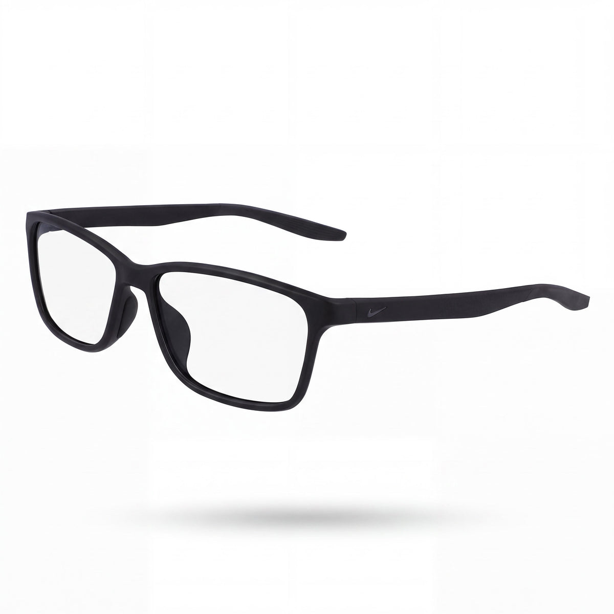Nike 7118 Unisex Classic Full Rim Rectangle Matte Black Plastic Eyeglasses with Clear Non- Lenses 55-14-140mm, Photo 1