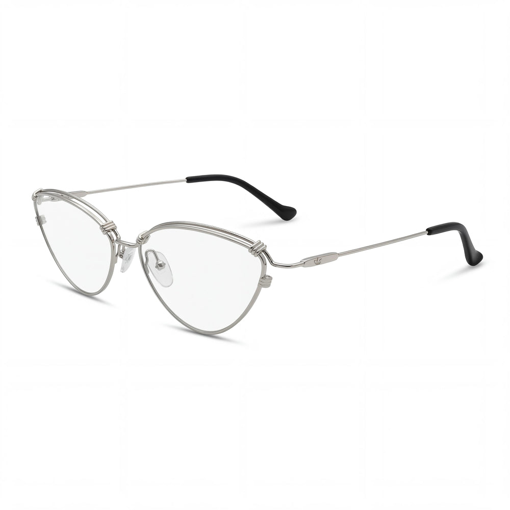 Gafas Adidas AOM012O Modelo 2019 de Ojo de Gato para Mujer, Montura Completa de Metal Plateado, Lentes Transparentes 57mm