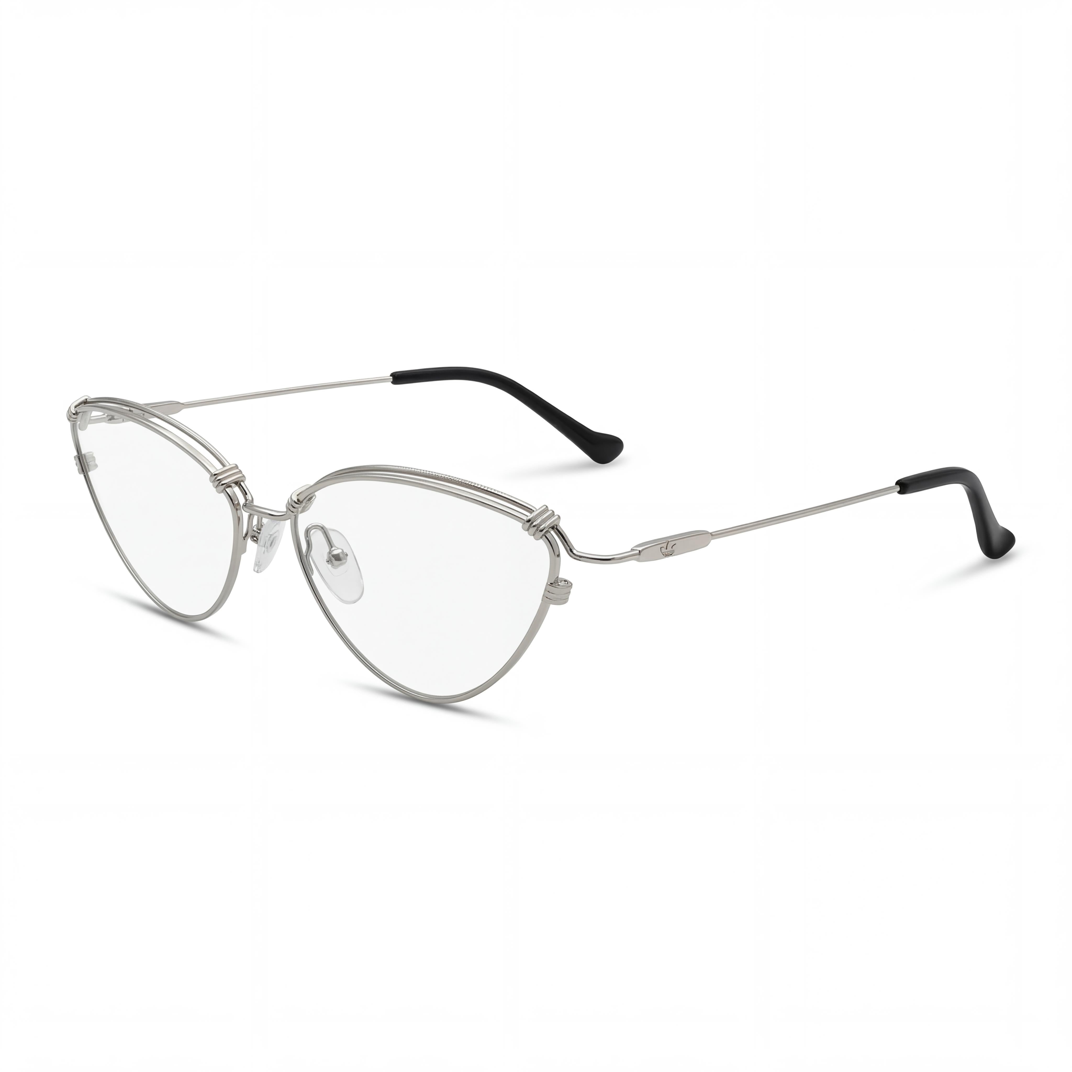 Adidas AOM012O 2019 Model Women's Cat Eye Full Rim Metal Silver Frame Clear Lens Eyeglasses 57mm, Photo 1
