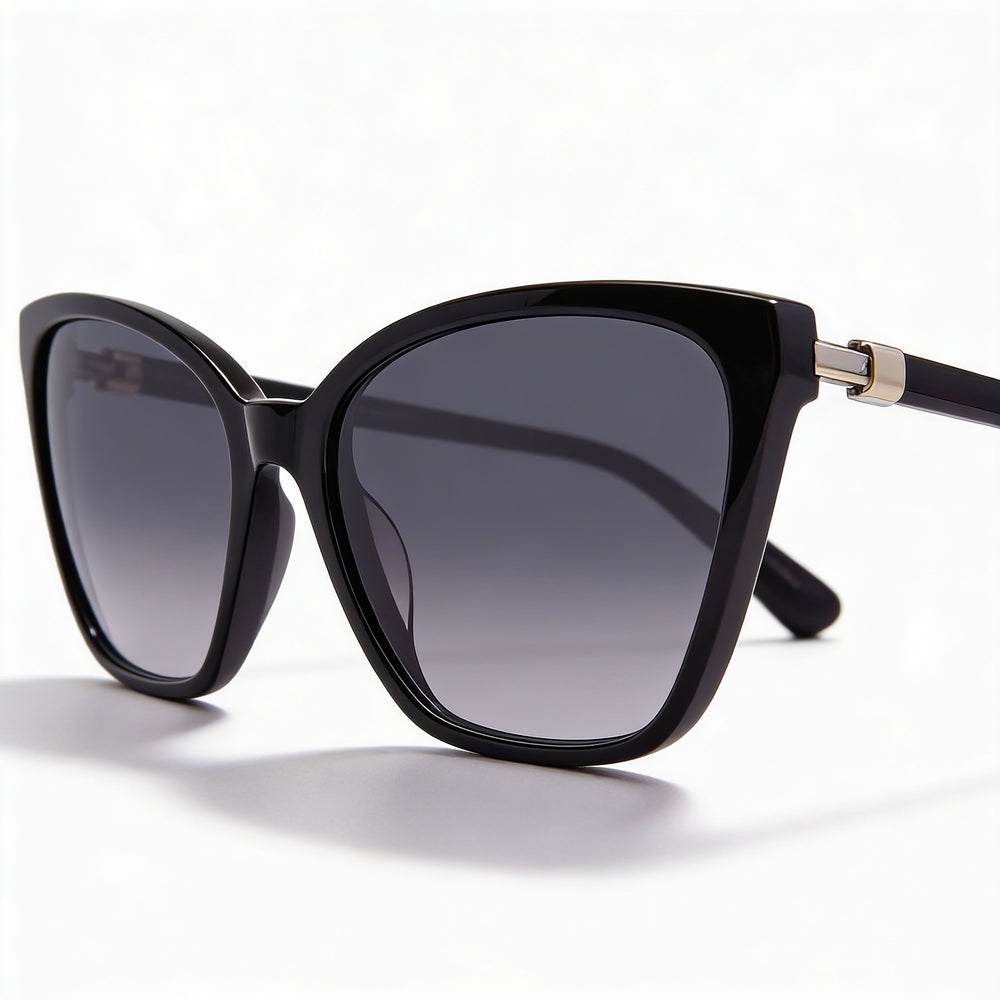 Kate Spade New York Glam Cat Eye Women's Black Acetate Polarized Grey UV Protection Sunglasses 56mm