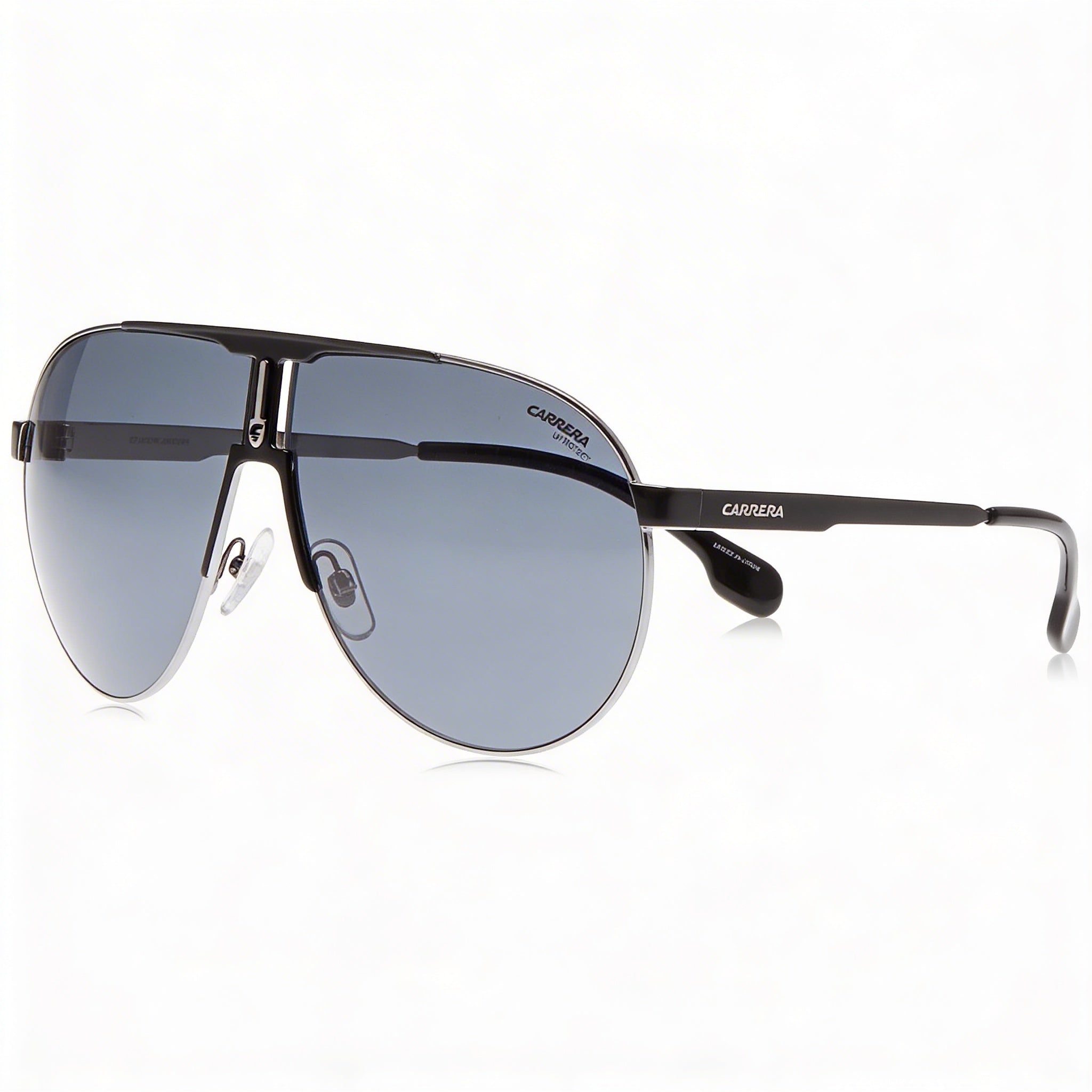 Carrera Ca1005/S Unisex Matte Black Stainless Steel Pilot Sunglasses with UV Protected Gradient Gray Blue Lenses 66mm, Photo 1