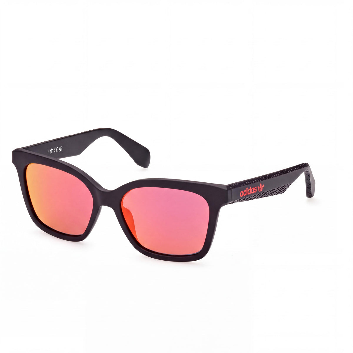 Gafas de sol casuales para mujer adidas Originals con montura geométrica reciclada, negro mate, espejo burdeos, protección 100% UV, 54 mm, Photo 1