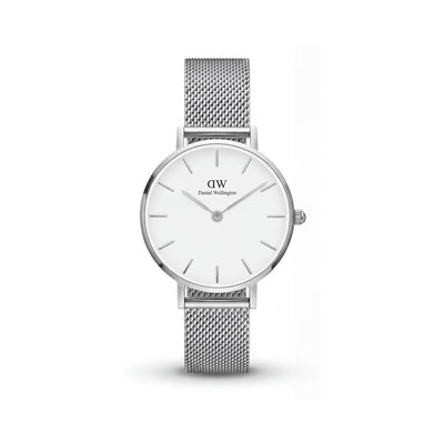 Daniel Wellington Petite DW00100164 Women's Silver White Mesh Watch 32mm