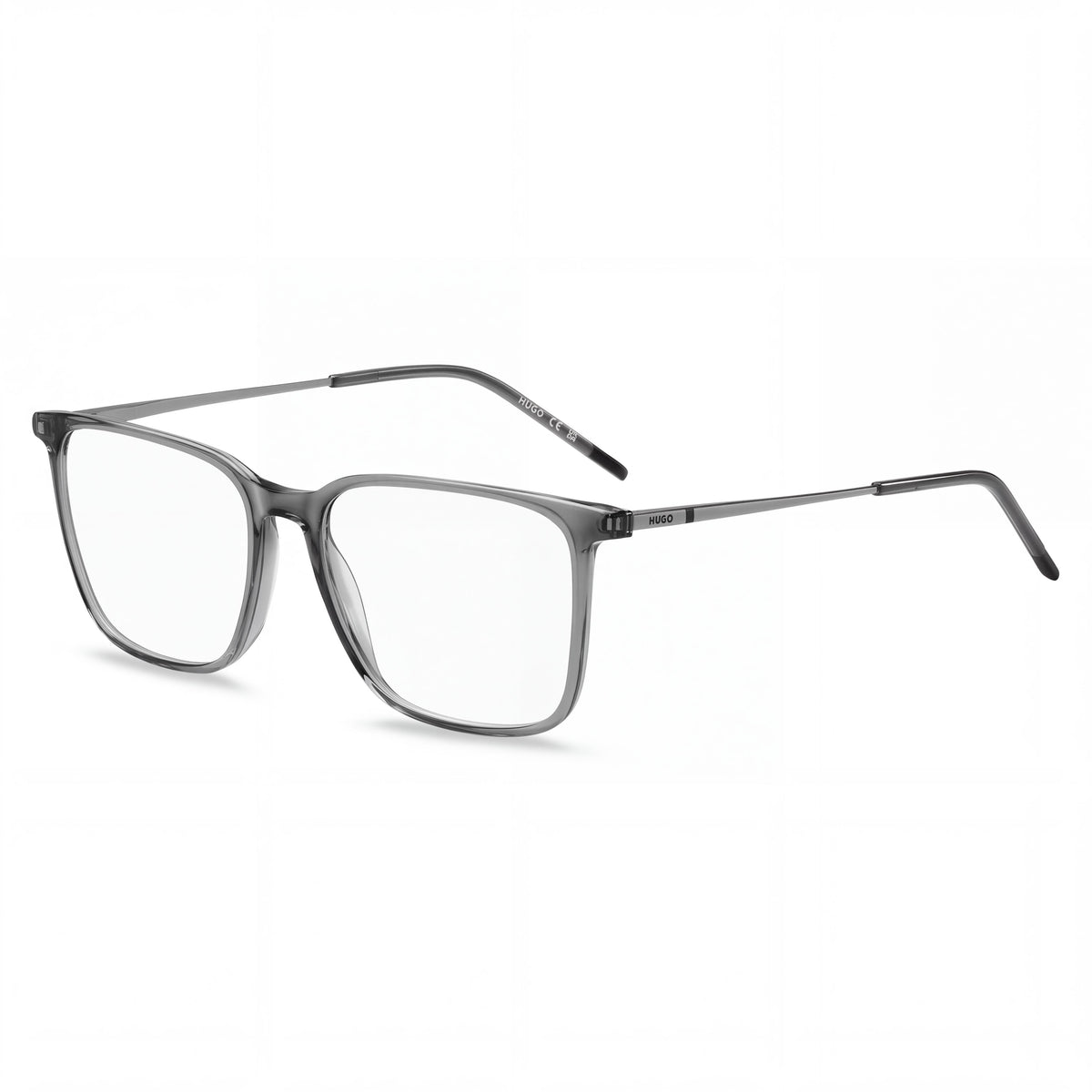 HUGO Casual Men's Optical Eyeglasses with Light Acetate Grey Ruthenium Frame, Size 52-16-145, Photo 1