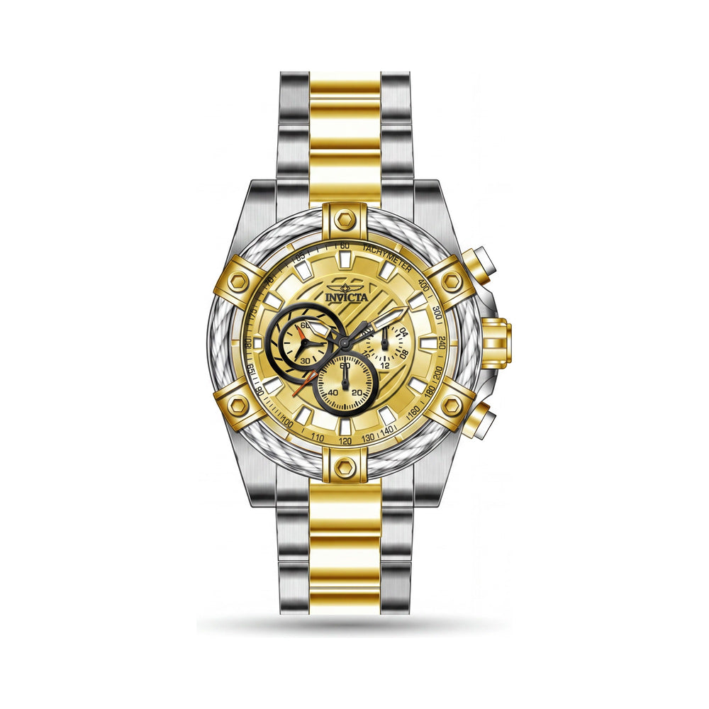 Reloj cronógrafo Invicta Bolt 49747 para hombre con brazalete de acero inoxidable en dos tonos oro y plata de 52 mm
