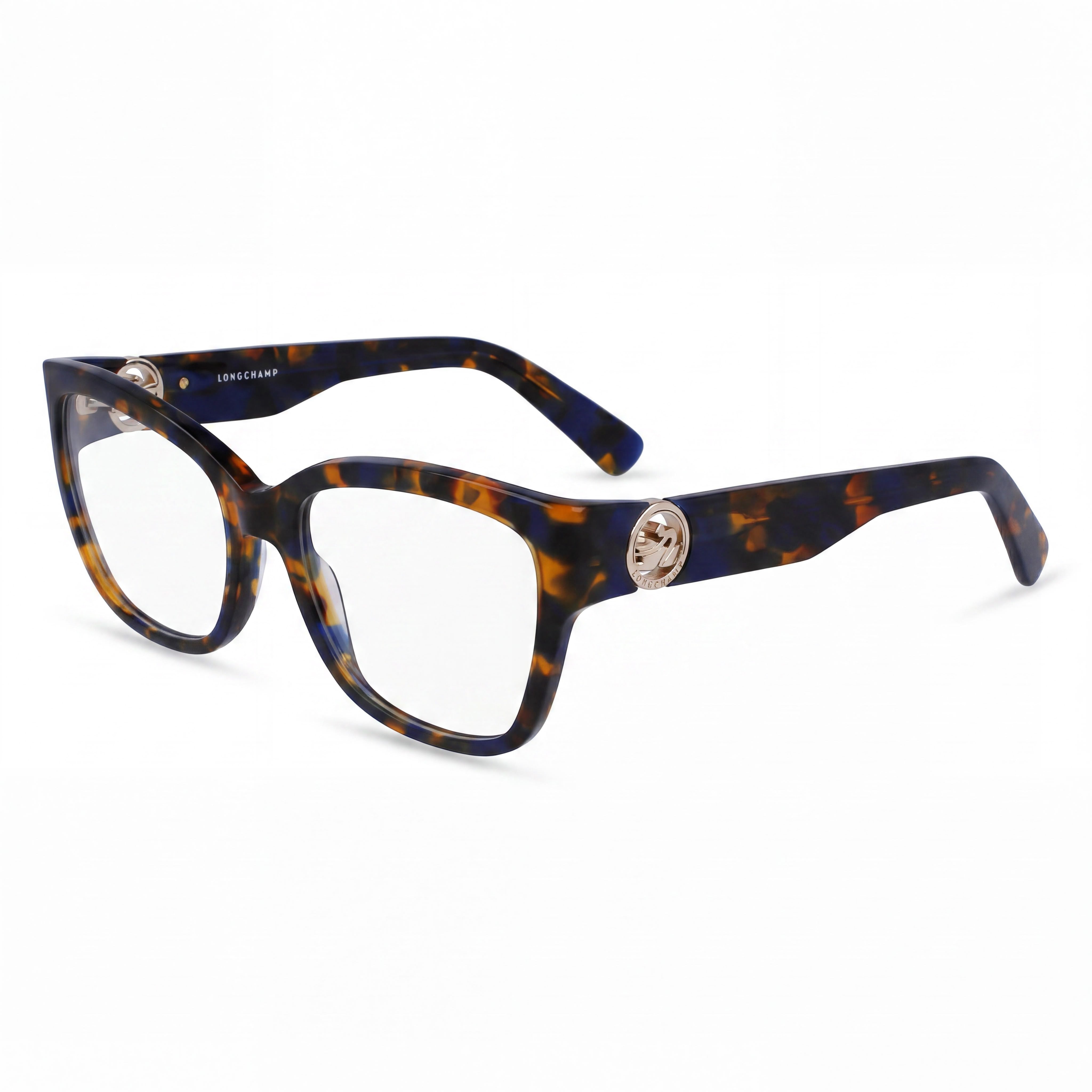 Longchamp Modern Women's Eyeglasses: Blue Tortoise Acetate Frame with Non- Lenses, 53mm Lens Width, Photo 1