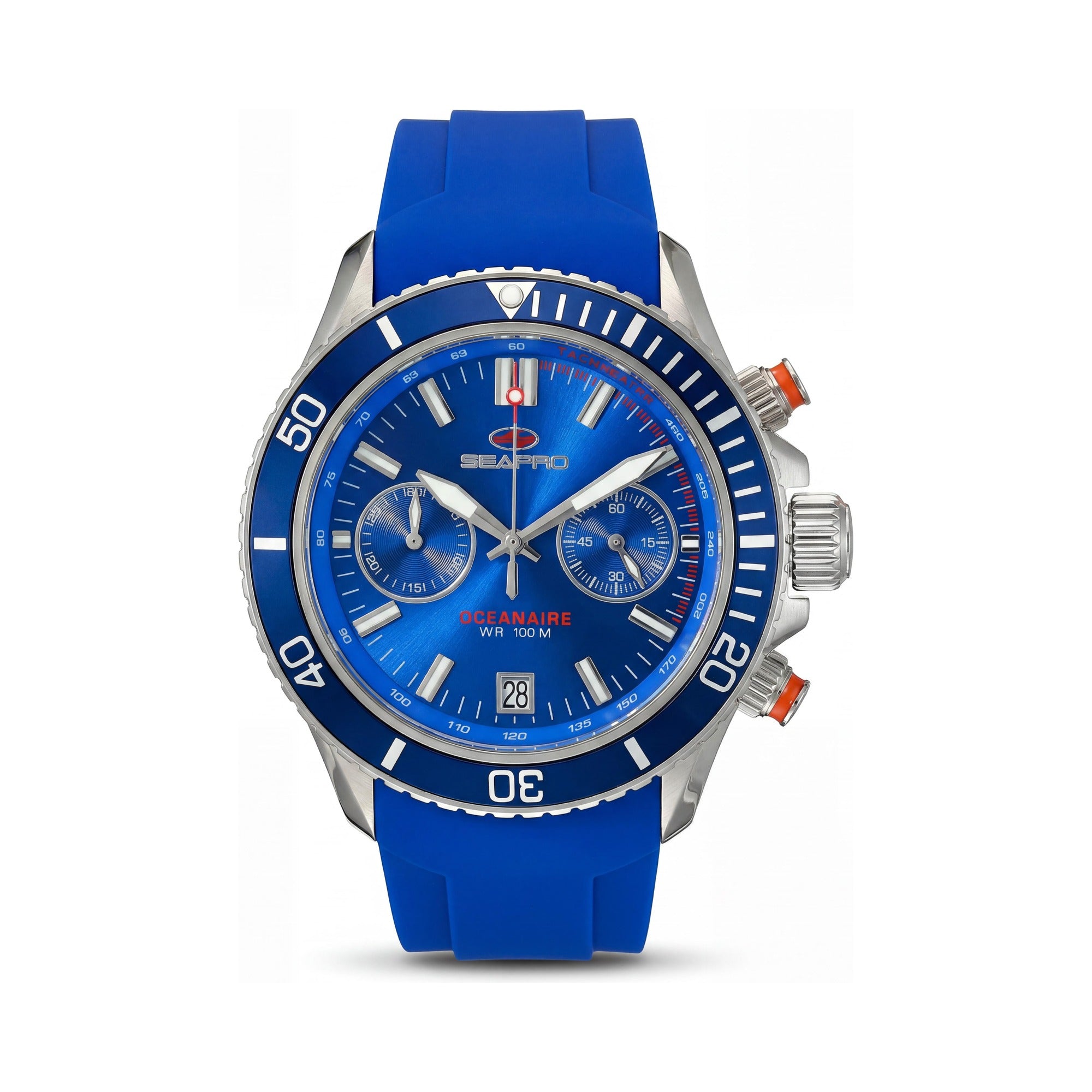 Reloj de Cuarzo Cronógrafo para Hombre Seapro Thrash con Fecha, Bisel Giratorio, Esfera Azul, Acero Inoxidable y Silicona, Photo 1