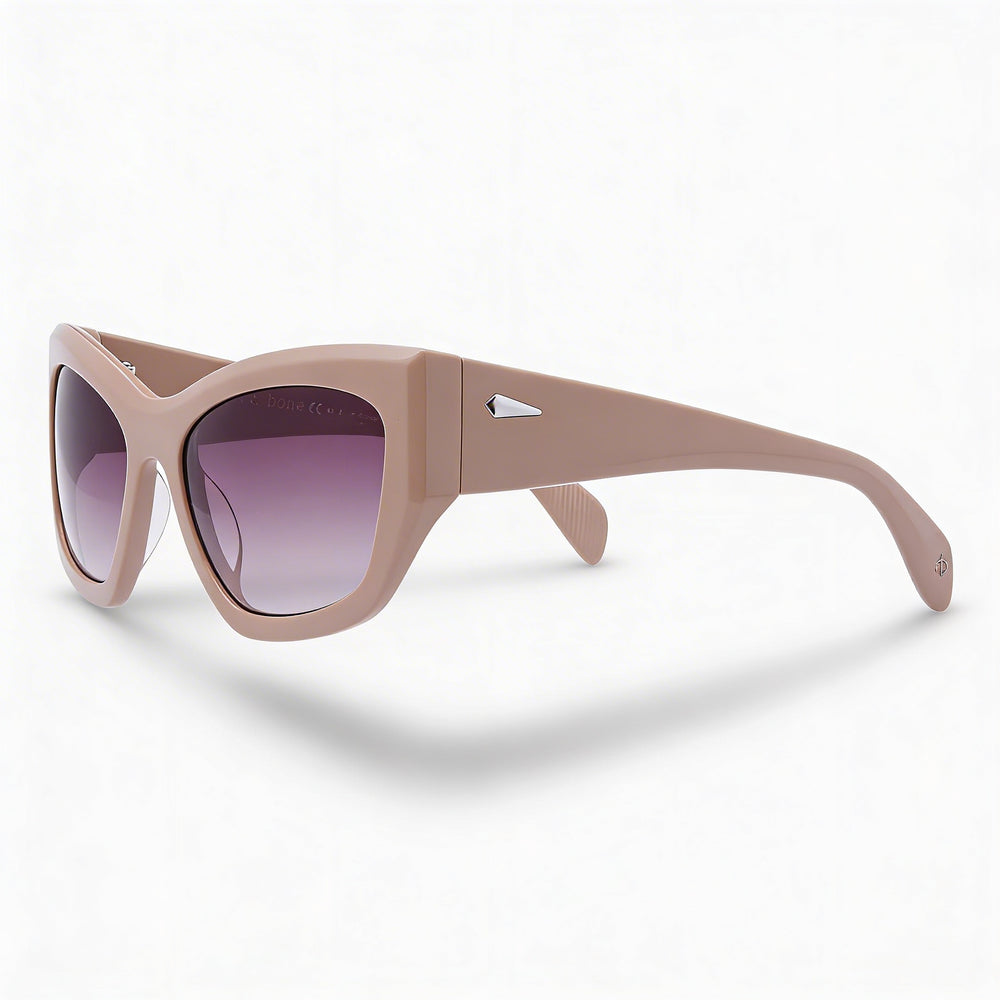Gafas de sol informales Rag & Bone para mujer con montura de acetato marrón beige, lentes marrones, protección UV, 56 mm