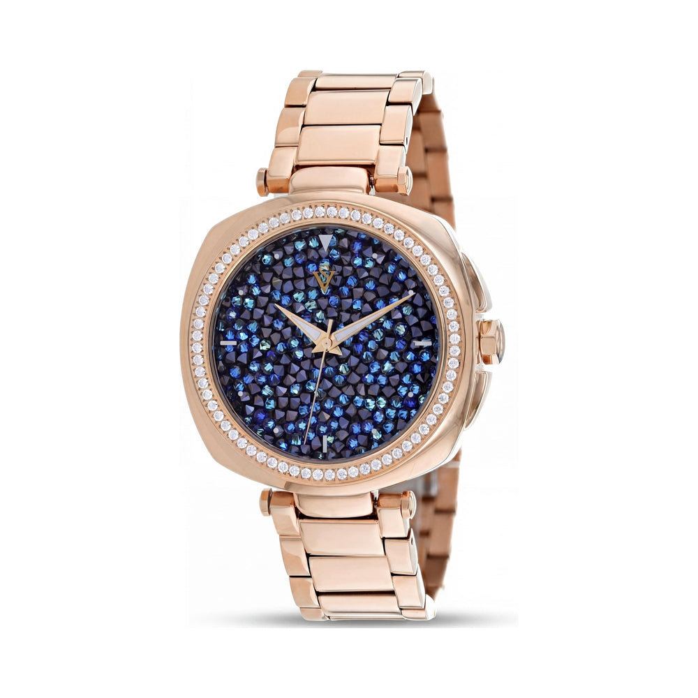 Reloj Christian Van Sant para mujer, con pulsera, esfera azul, acero inoxidable, movimiento de cuarzo, resistente al agua