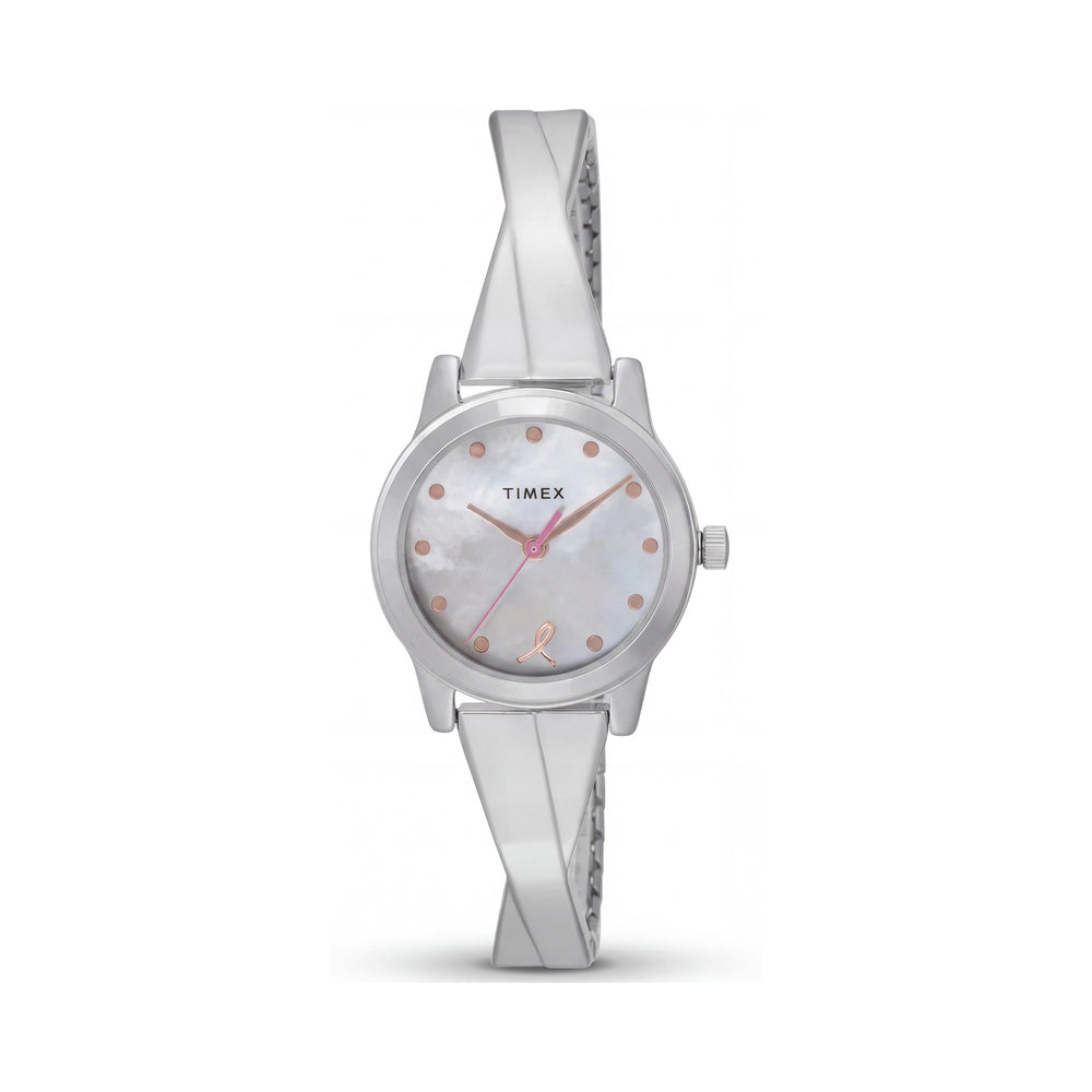 Timex Main Street Women's Silver-Tone Steel Dress Watch with White Mother-of-Pearl Dial and Quartz Movement