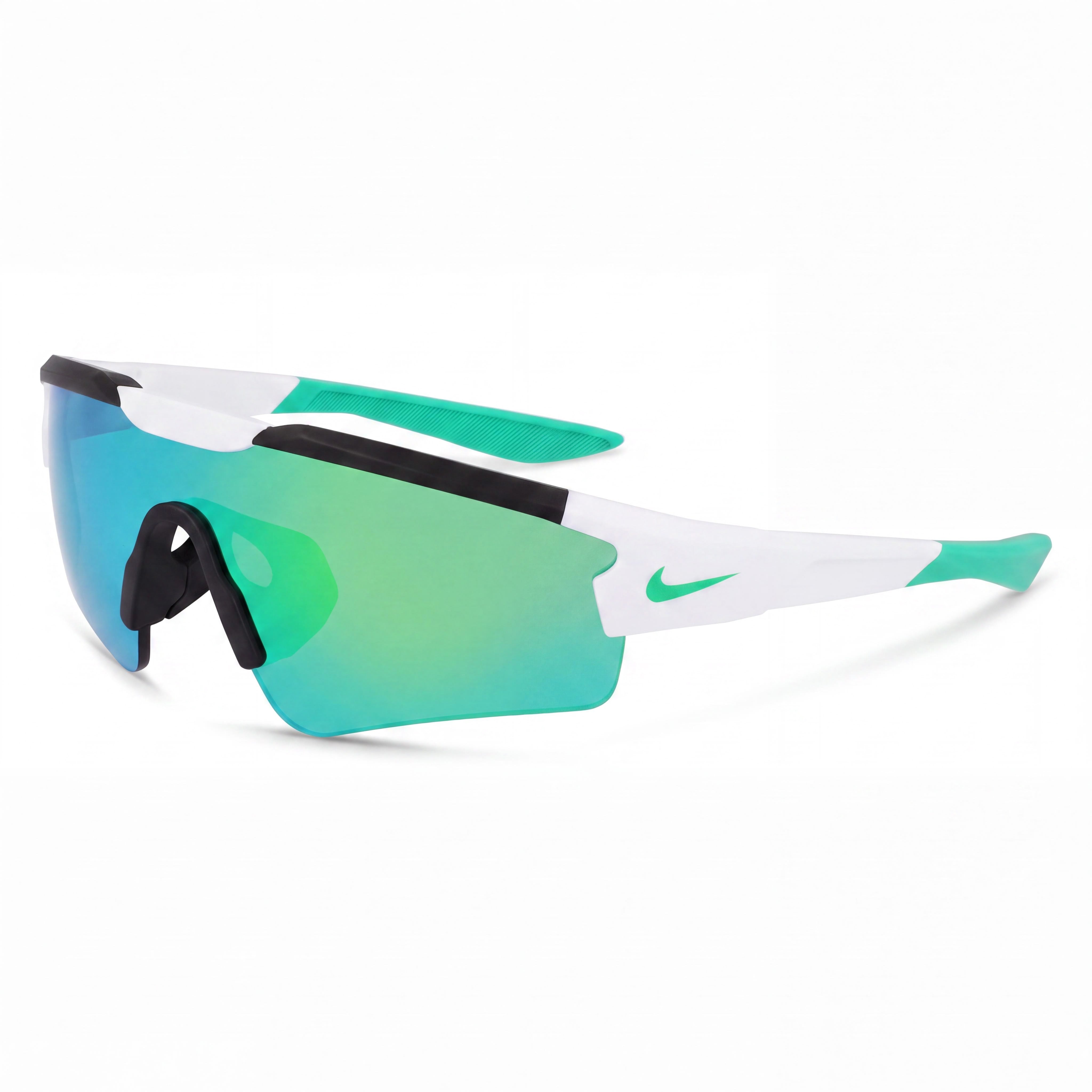 Nike Modern Women's Matte White Green Mirror Injected Plastic UV Protection Sunglasses 57mm, Photo 1