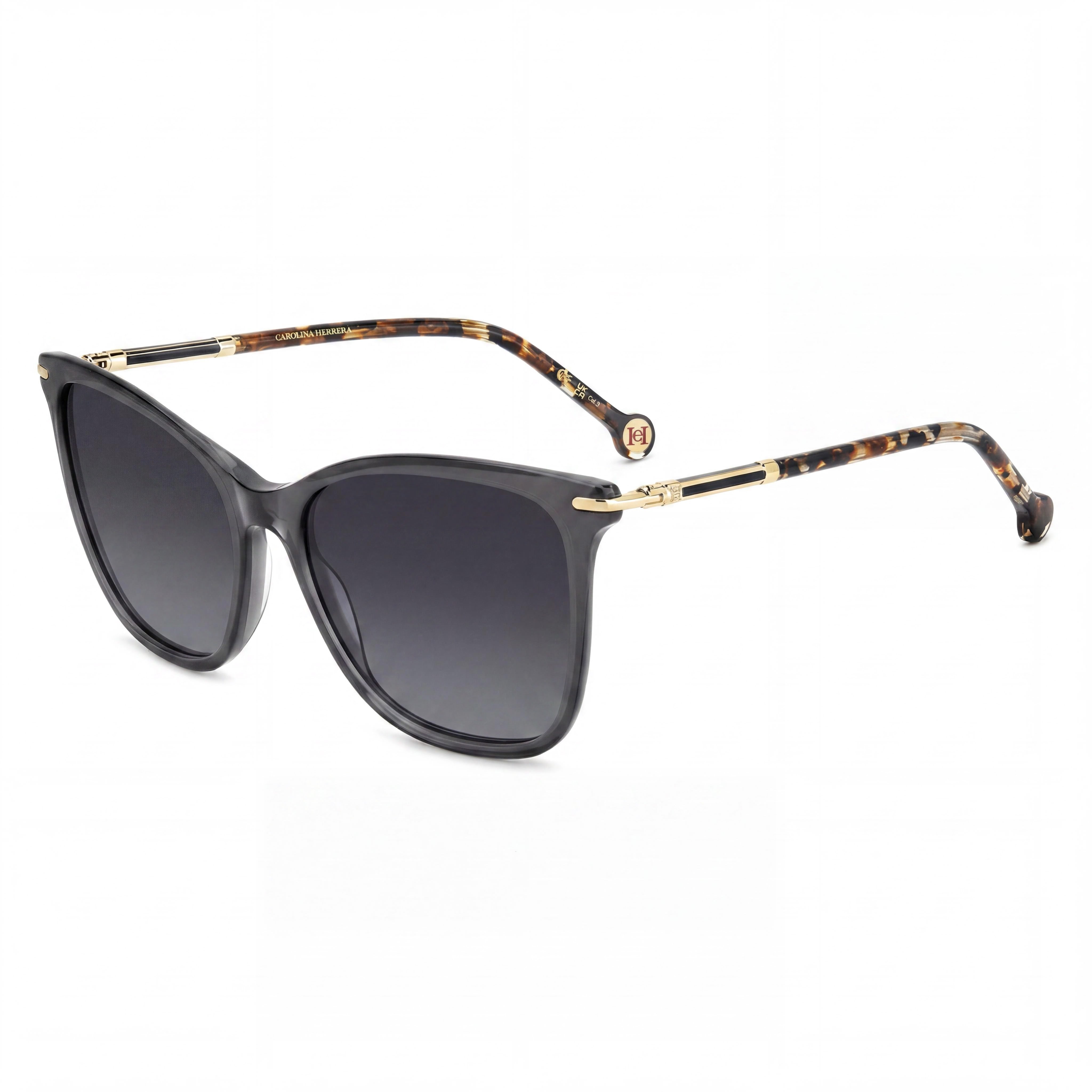 Carolina Herrera HER 0268/S Gafas de sol unisex casuales de acetato gris con lentes grises oscuras sombreadas no polarizadas con protección UV 17-140, Photo 1