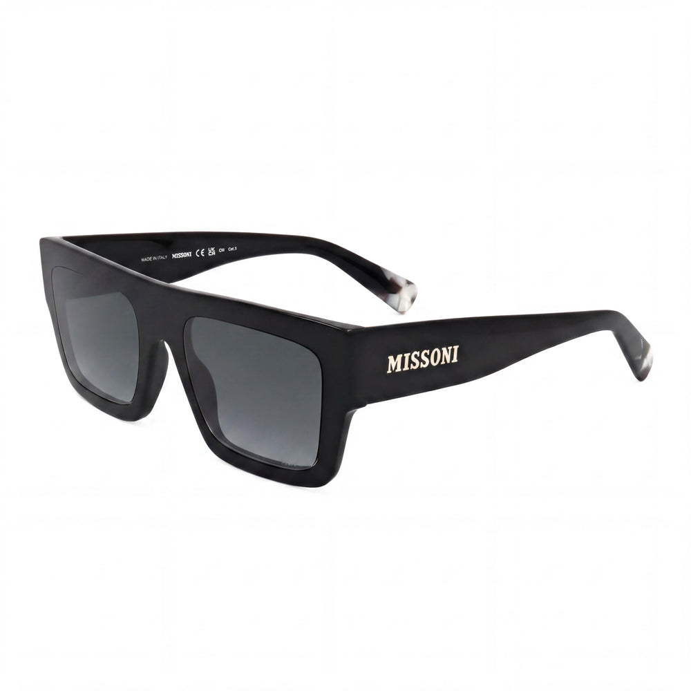 Missoni Classic Women's Dark Grey Shaded Black Acetate Frame Sunglasses with Dark Grey Shaded Lenses, UV Protection, 53mm