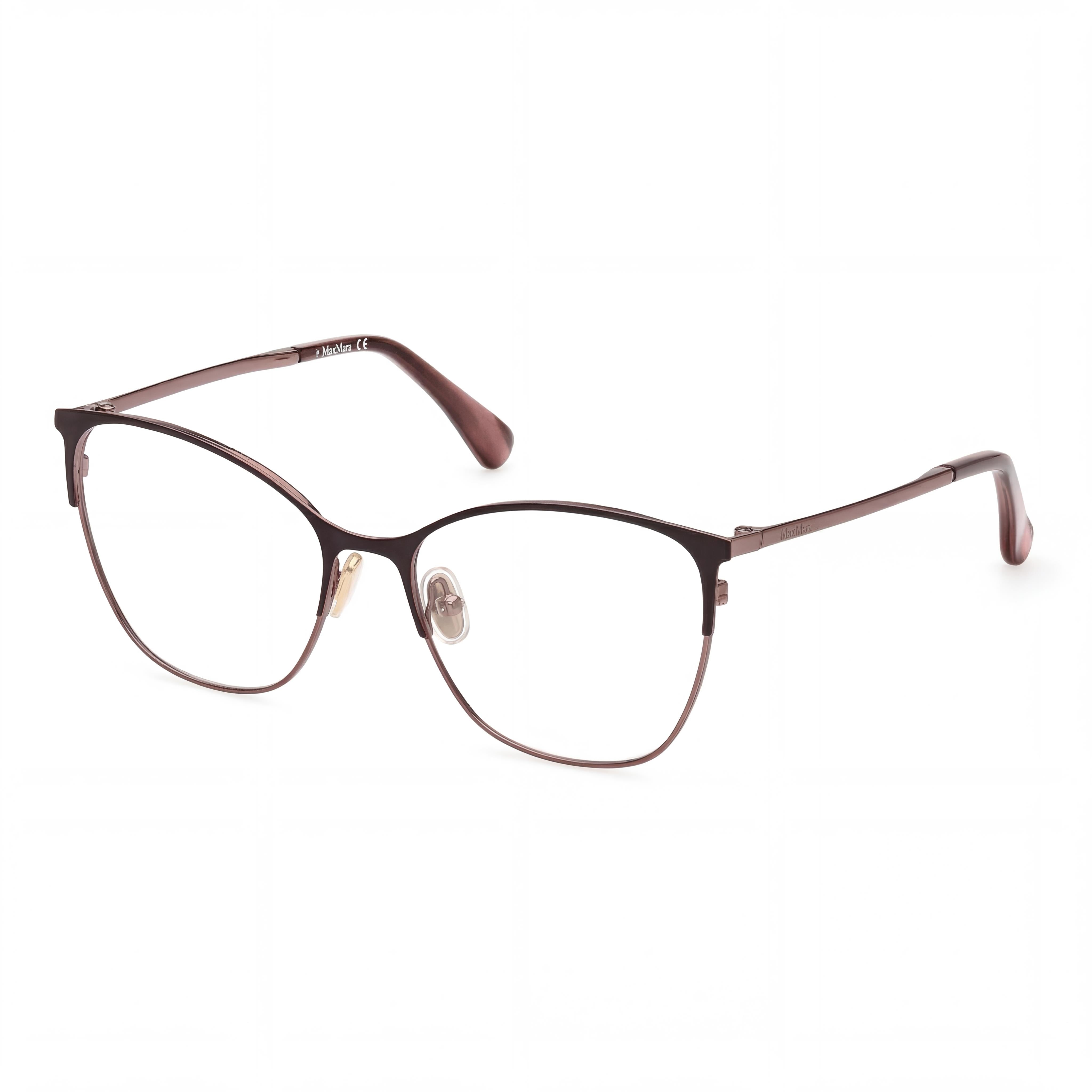 Gafas de mujer MaxMara Modern con montura de metal bronce y cristales de plástico transparente, talla 55-17-140, Photo 1
