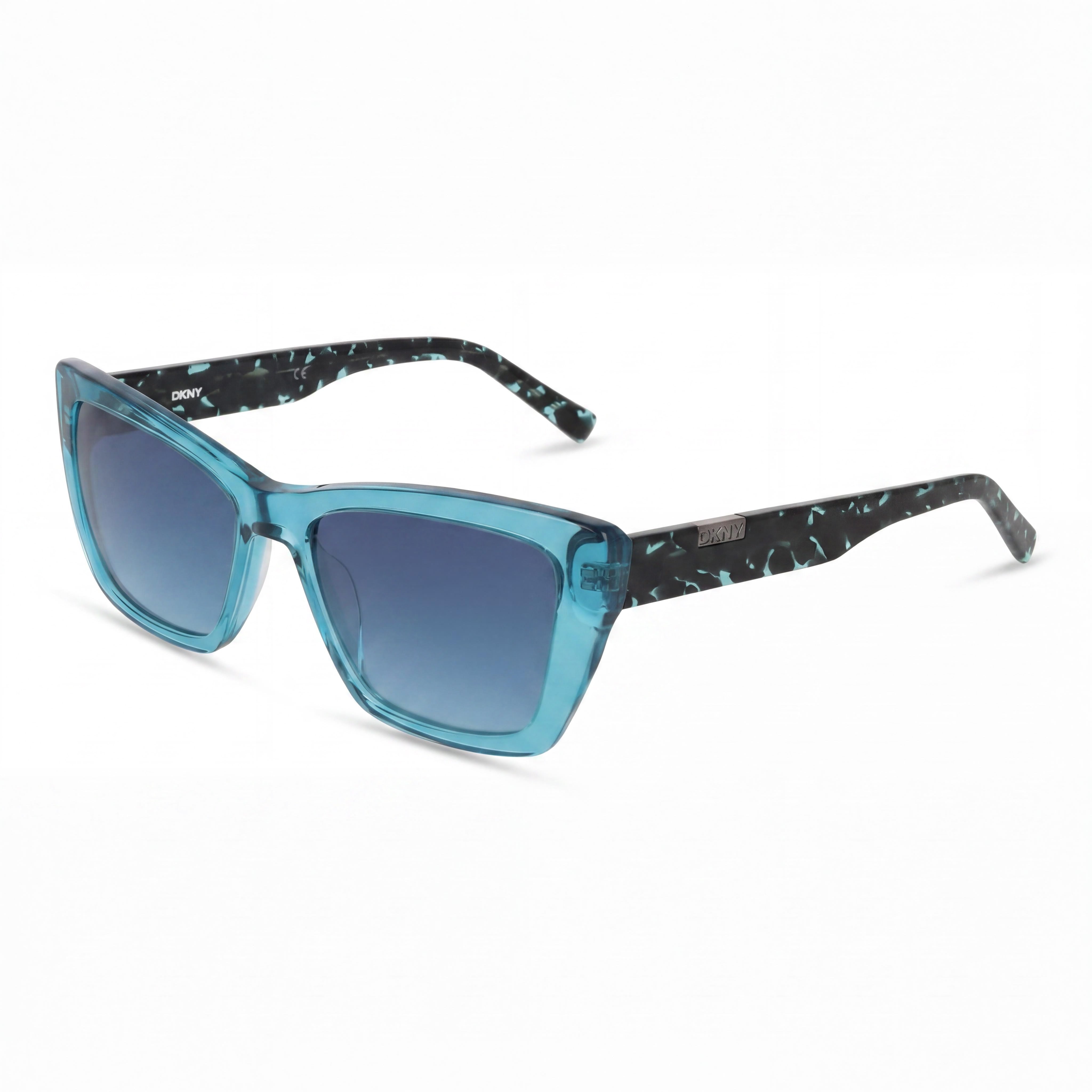 DKNY Gafas de sol de hombre modernas con montura de plástico turquesa de cristal, lentes dobles degradadas azules y verdes, protección UV, 54 mm, Photo 1