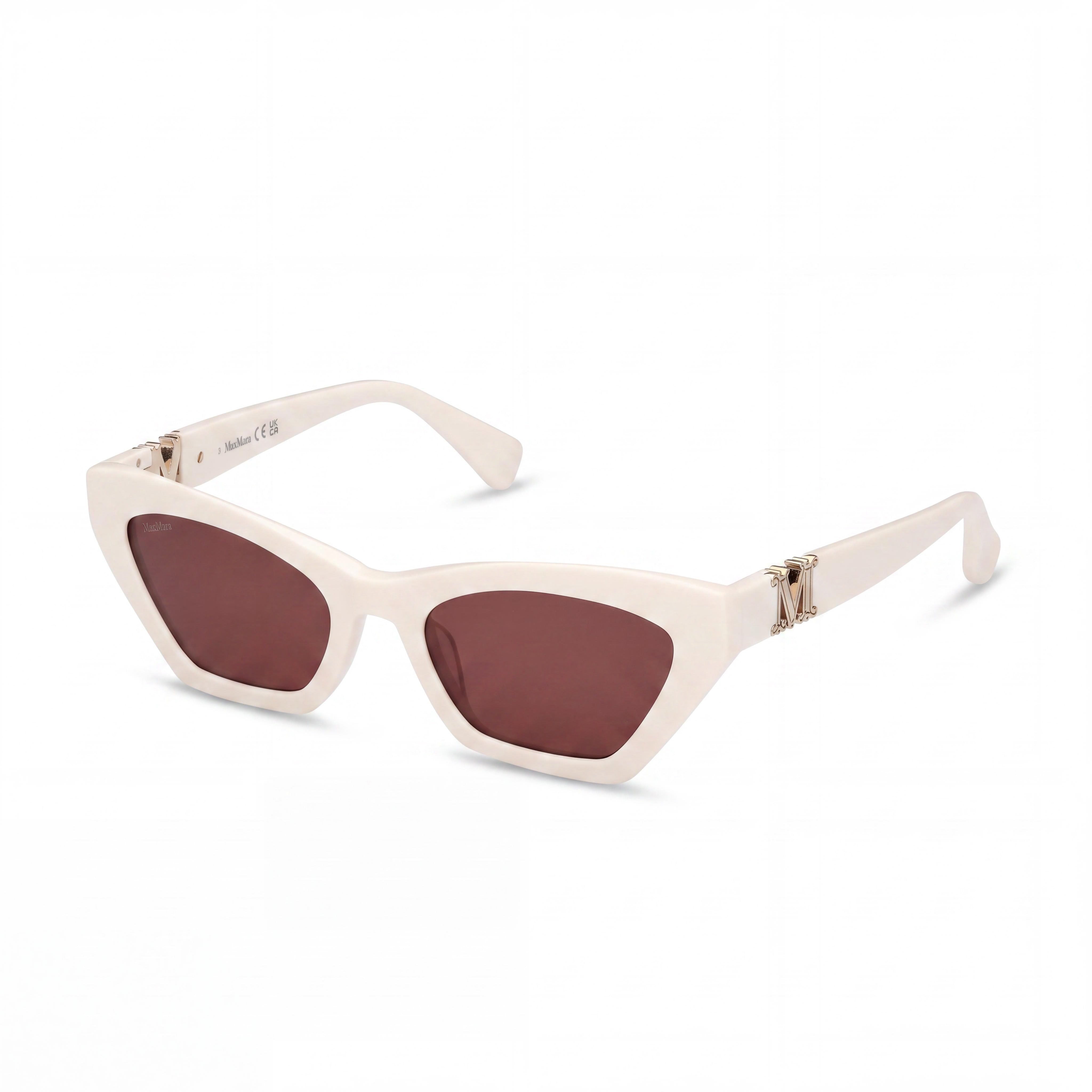 MaxMara MM0057 Modern Women's Sunglasses with Shiny White Frame & White Lenses 52-19-140, Photo 1