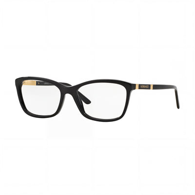 Versace Rectangular Ve3186 Unisex Black Plastic Frame Eyeglasses 54mm Lens 16mm Bridge 140mm Temple