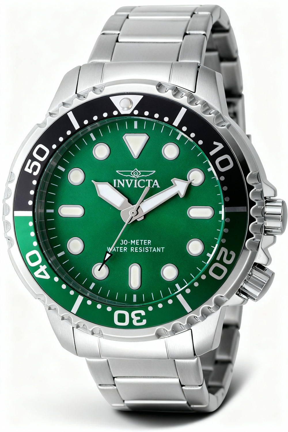 Reloj Invicta Pro Diver 47220 para hombre, de acero inoxidable, color plata, verde y negro, resistente al agua, de cuarzo, 48 mm