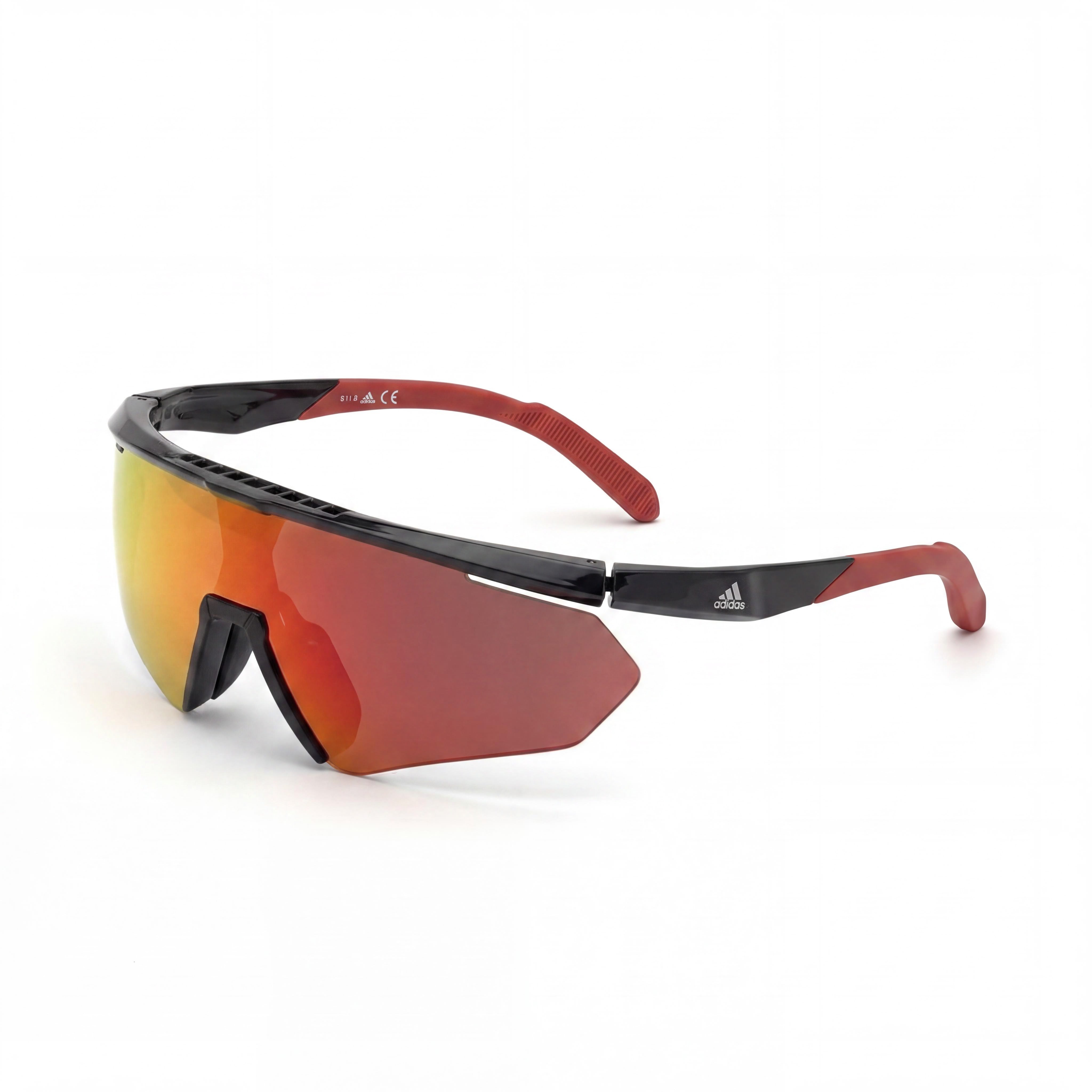 Gafas de sol adidas Contemporary TR90 de plástico para hombre, montura negra brillante, lentes Roviex de espejo ámbar, 100 % protección UV, 146 mm, Photo 1