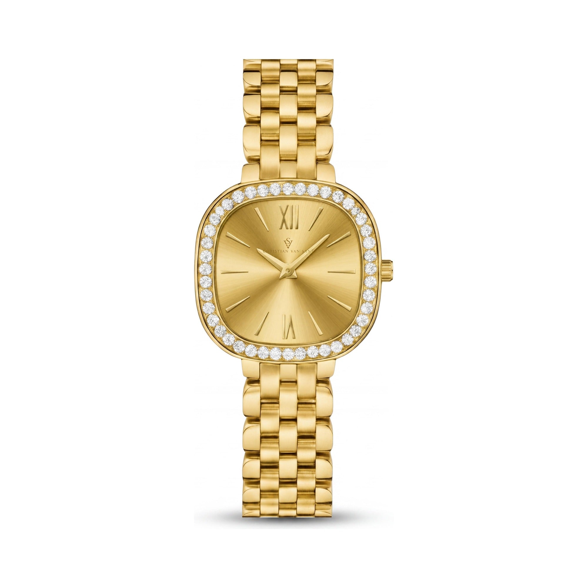 Christian Van Sant CV1265 Women's Gold-Tone Stainless Steel Quartz Watch, Gold Dial, Water Resistant, Mineral Crystal, Photo 1