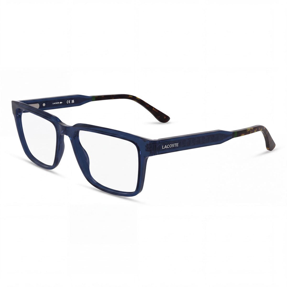 Gafas de sol Lacoste para hombre, estilo casual, con montura de plástico azul transparente y lentes de plástico transparente no polarizadas, 55-17-150, Photo 1