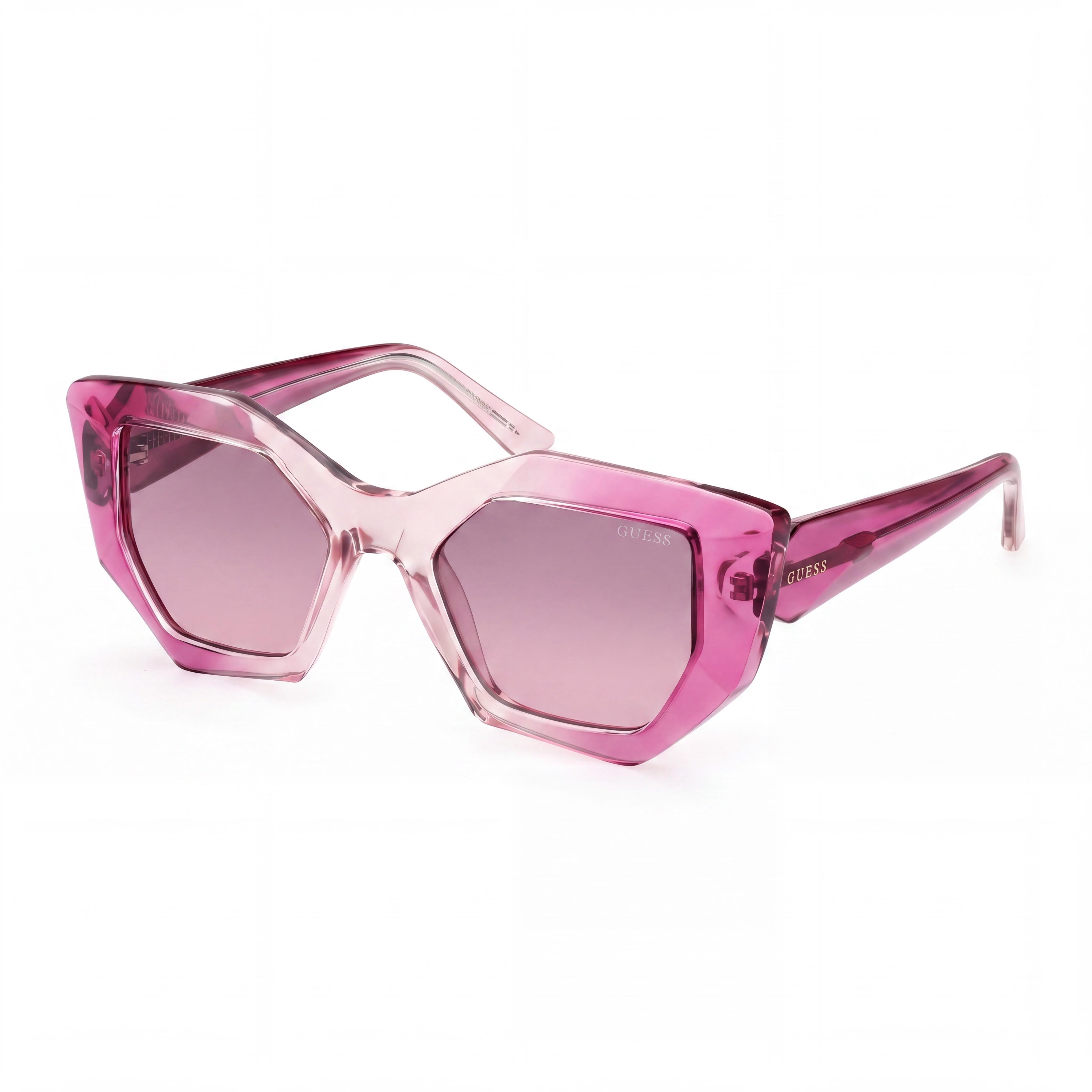 GUESS Women's Sunglasses, UV Protective, Non-Polarized, Injected Lilac Frame, Gradient Brown Lenses, 50mm, Photo 1
