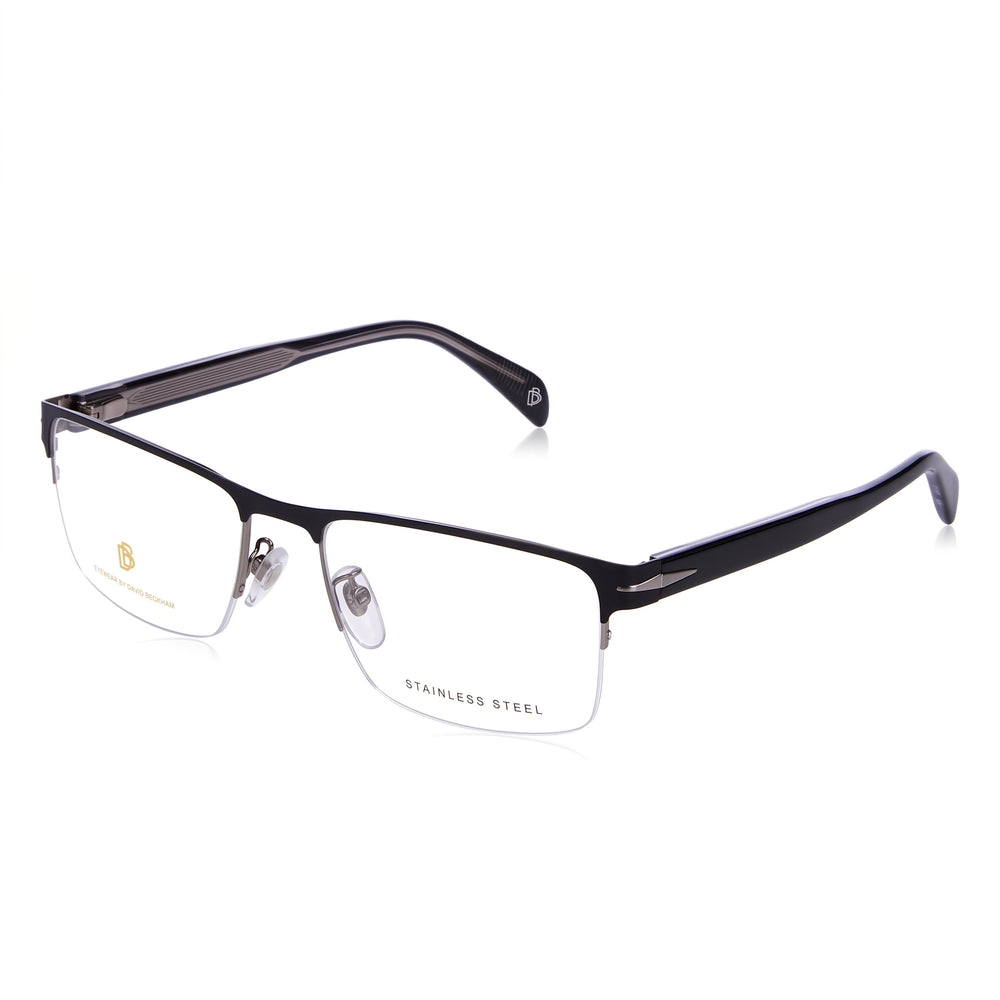 David Beckham DB 1068 Unisex Modern Rectangular Semi-Rimless Alloy Steel Ruthenium Matte Black non-polarized Eyeglasses 56mm