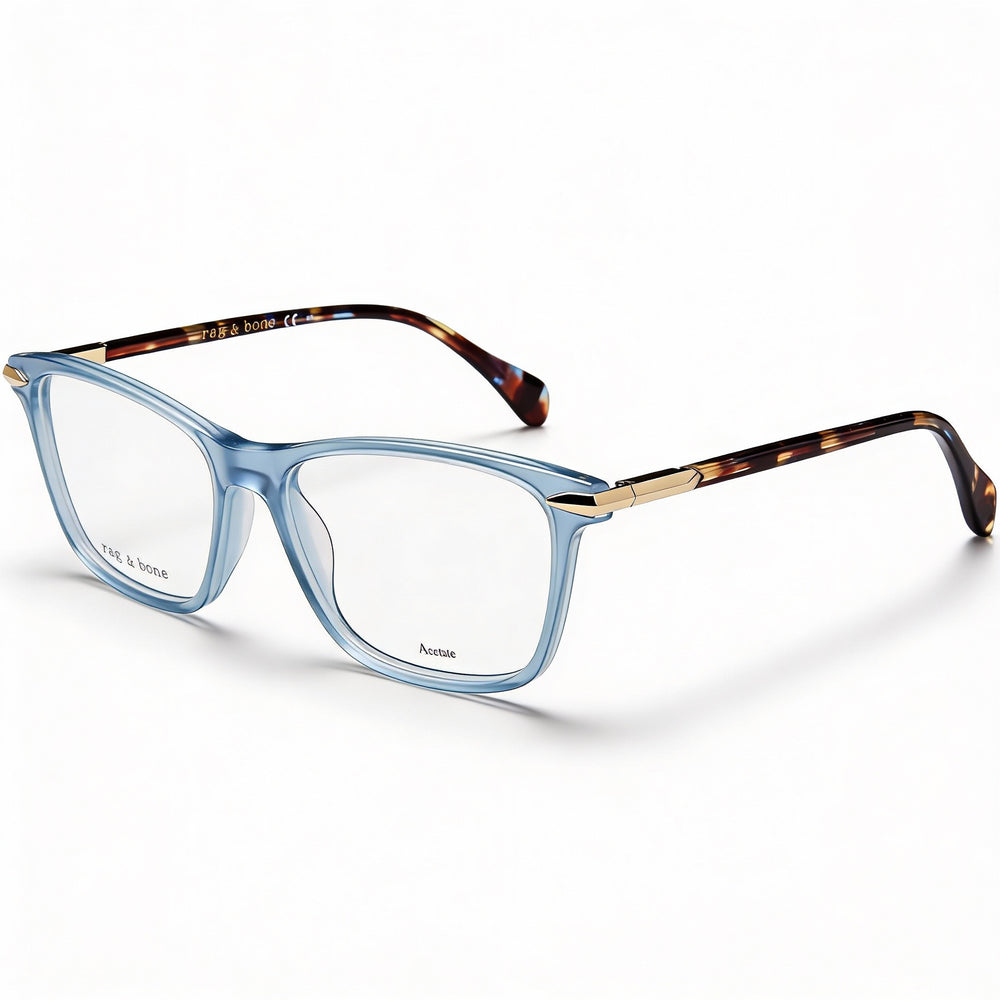 Rag & Bone Modern Rnb3031 - Montura de acetato multicolor para mujer, lentes de policarbonato azul no polarizadas, 52 mm