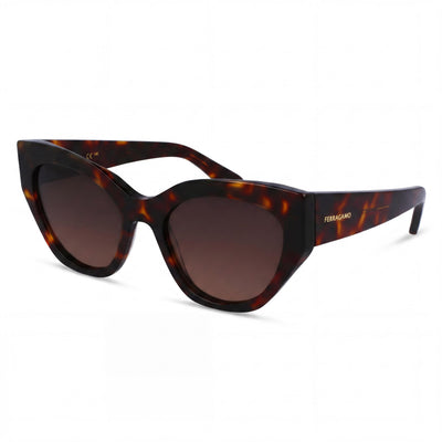 Salvatore Ferragamo Sf1107s Women's Dark Tortoise Cat-Eye UV Protection Sunglasses 55mm