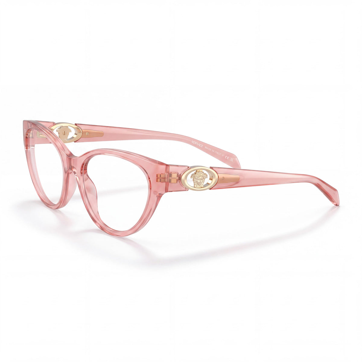 Gafas graduadas Versace VE3372U de ojo de gato para mujer, con montura completa de plástico rosa transparente y lentes de 54 mm, Photo 1