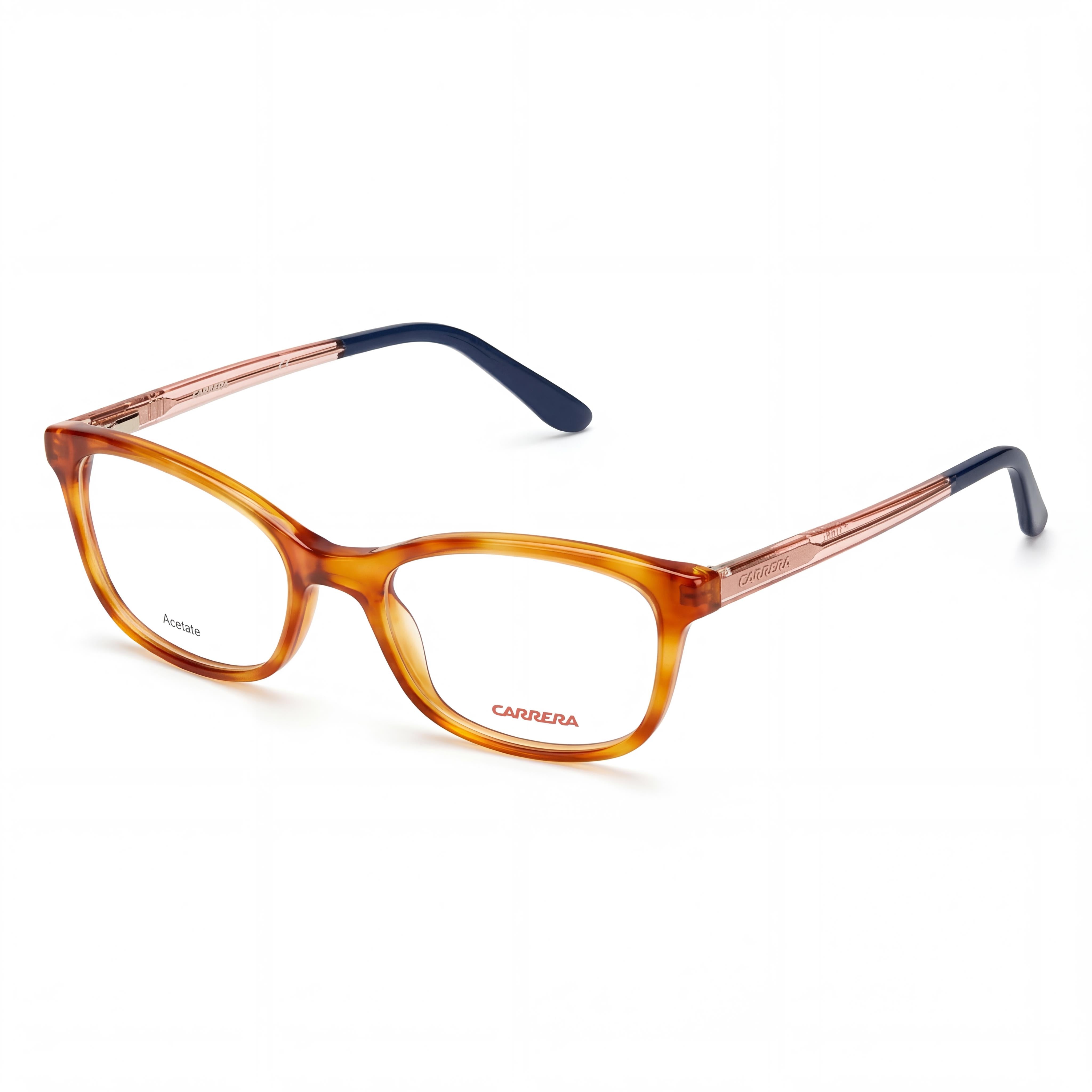 Carrera Modern Women's Havana Peach Acetate Rectangle Eyeglasses with 52mm Lens Width and 140mm Temple, Photo 1