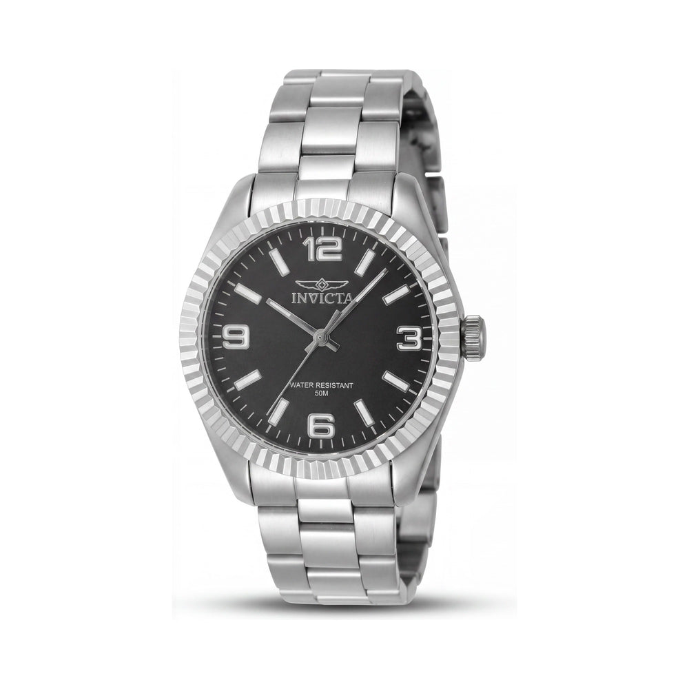 Reloj unisex Invicta Specialty 47463 de cuarzo, 36 mm, acero inoxidable plateado, esfera negra, resistente al agua (5 bar)