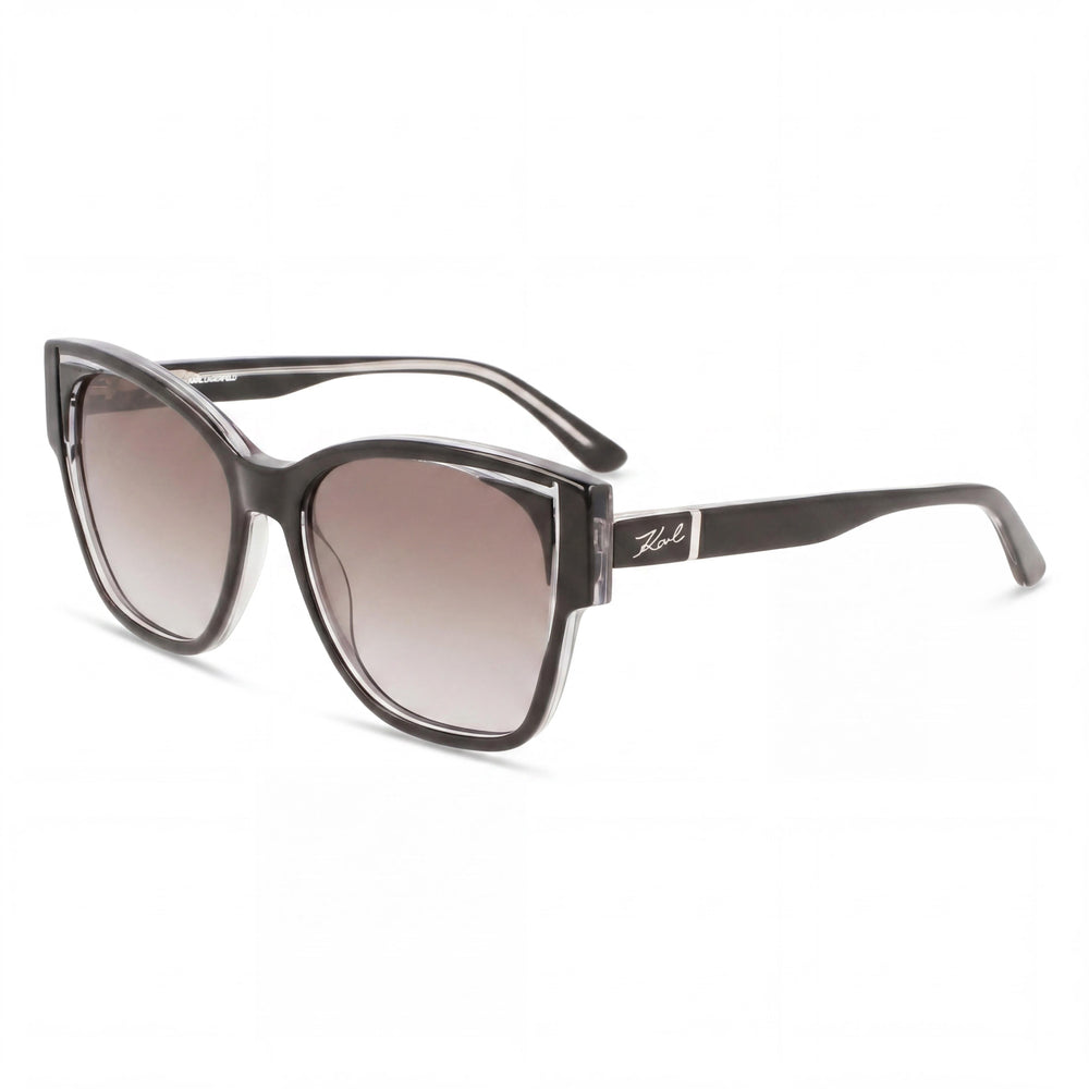 Gafas de sol de acetato KARL LAGERFELD Kl6069s para mujer, montura de cristal negro, lentes ahumadas degradadas no polarizadas, protección UV, talla M de 54 mm