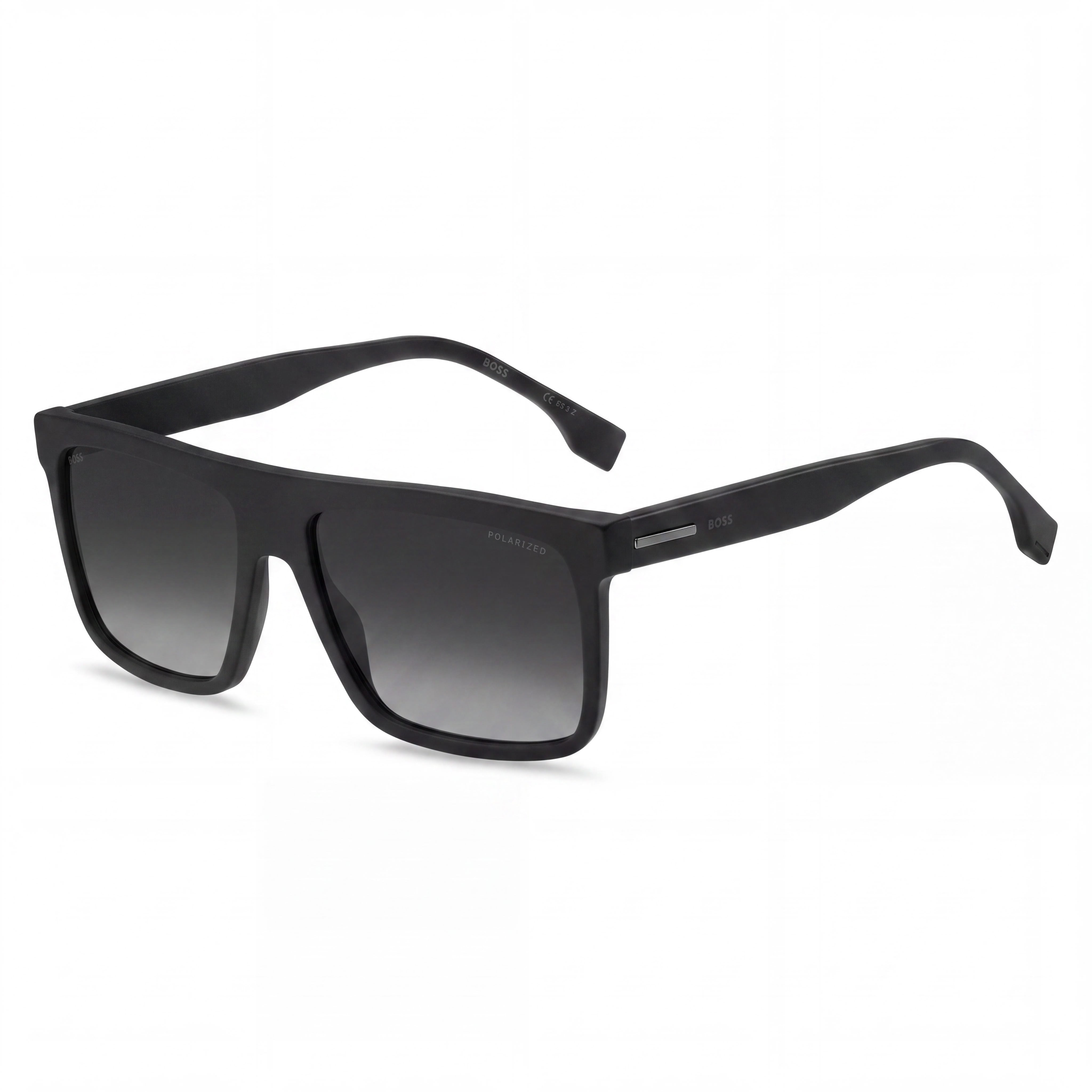 HUGO BOSS BOSS 1440/S Men's Polarized 100% UV Acetate Sunglasses, Matte Black with Grey Shaded Lenses, 59mm, Photo 1