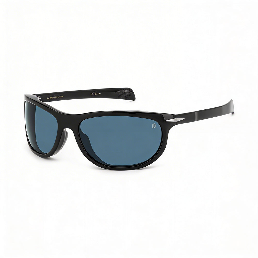 Gafas de sol David Beckham DB 7117/S para hombre, de acero inoxidable, color negro y azul, sin polarizar, con protección UV, 64-130-18 mm