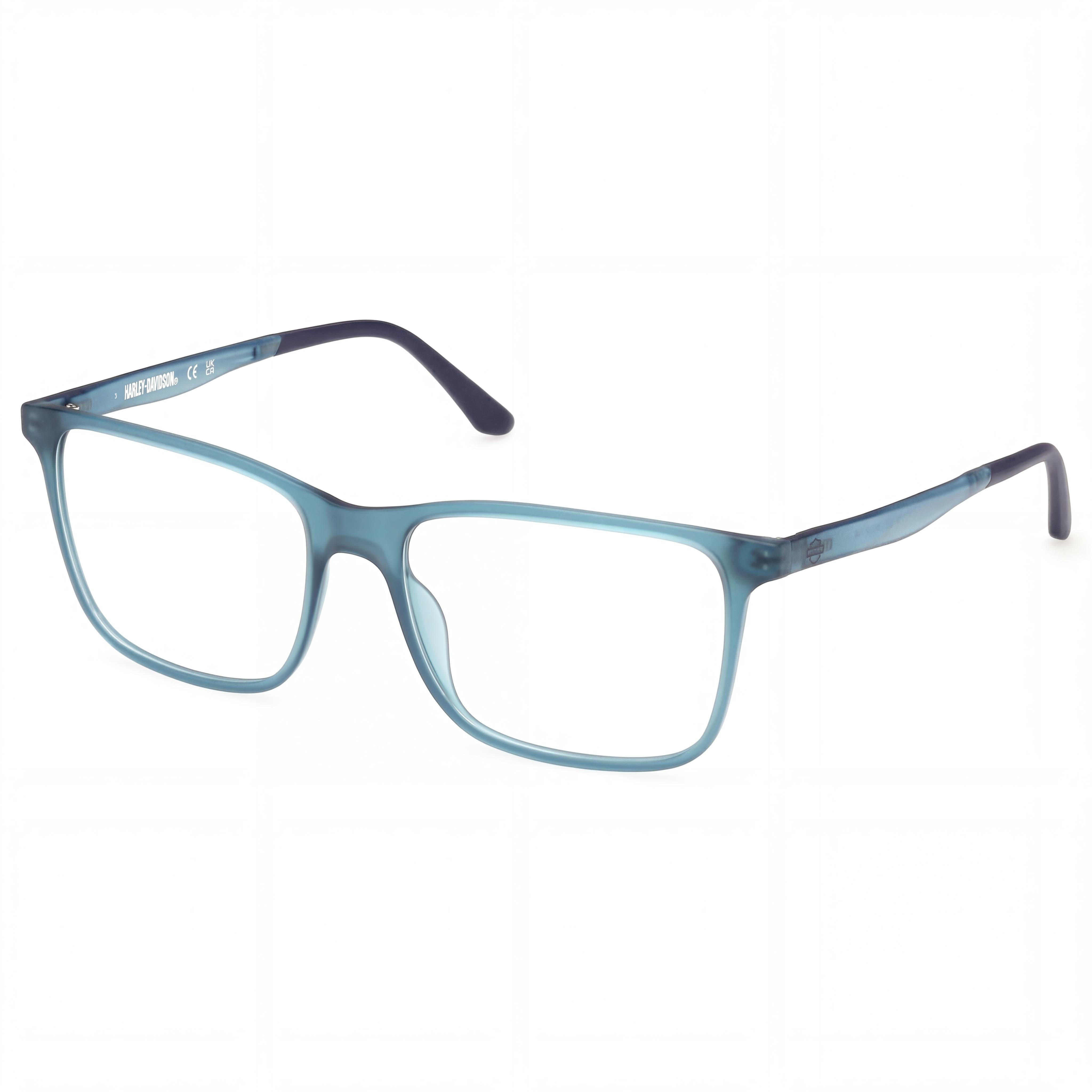 Monturas ópticas Harley-Davidson azul mate para hombre con lentes transparentes de demostración. Las lentes se pueden reemplazar por lentes graduadas personalizadas., Photo 1