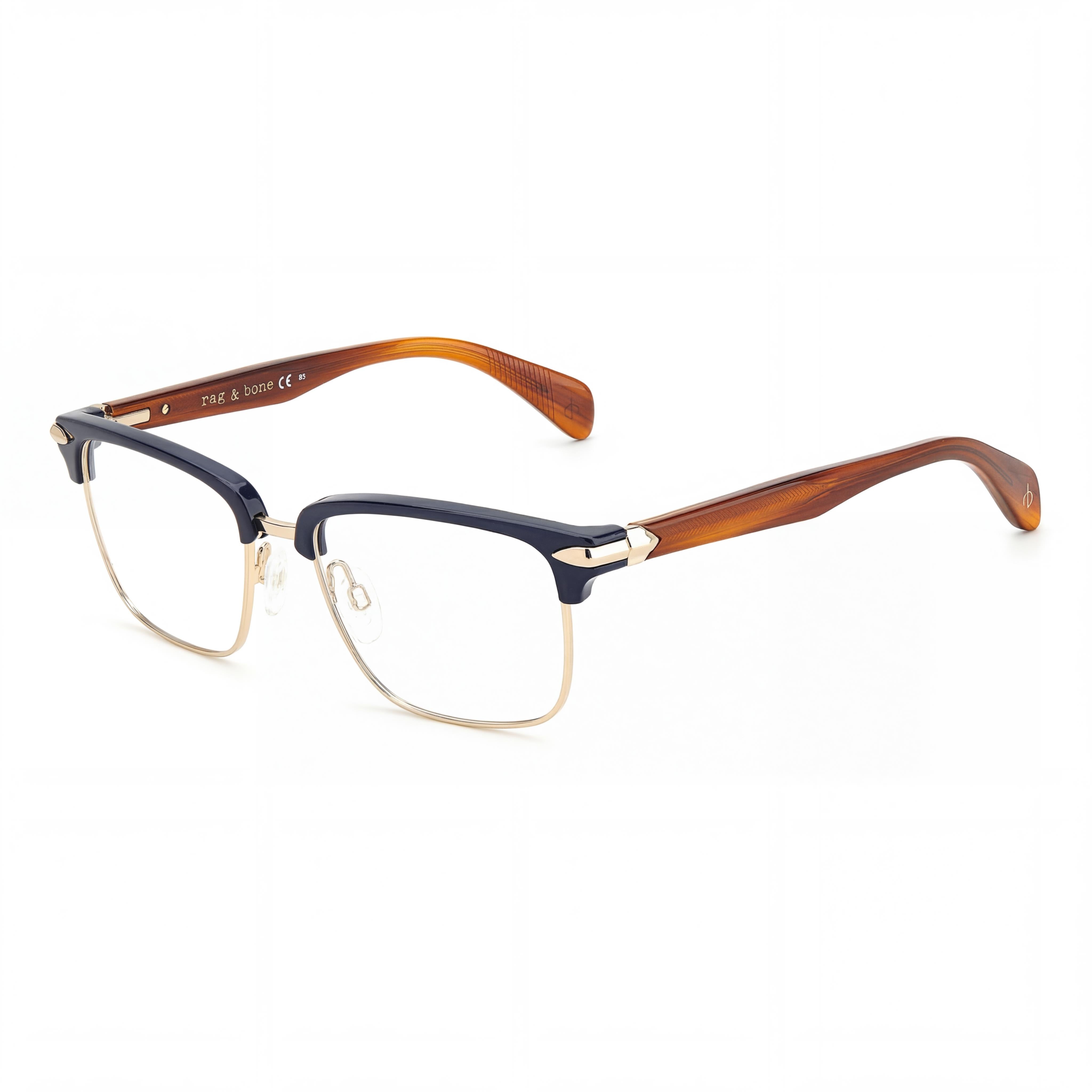 Gafas de sol no polarizadas Rag & Bone Modern para hombre, aleación de acero, azul/marrón, 53 mm, Photo 1