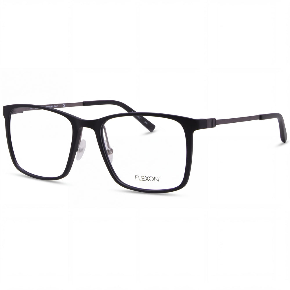 Flexon EP8011 Unisex Plastic Full Rim Rectangle Shape Eyewear Frames in Matte Black, Lens Width 53mm
