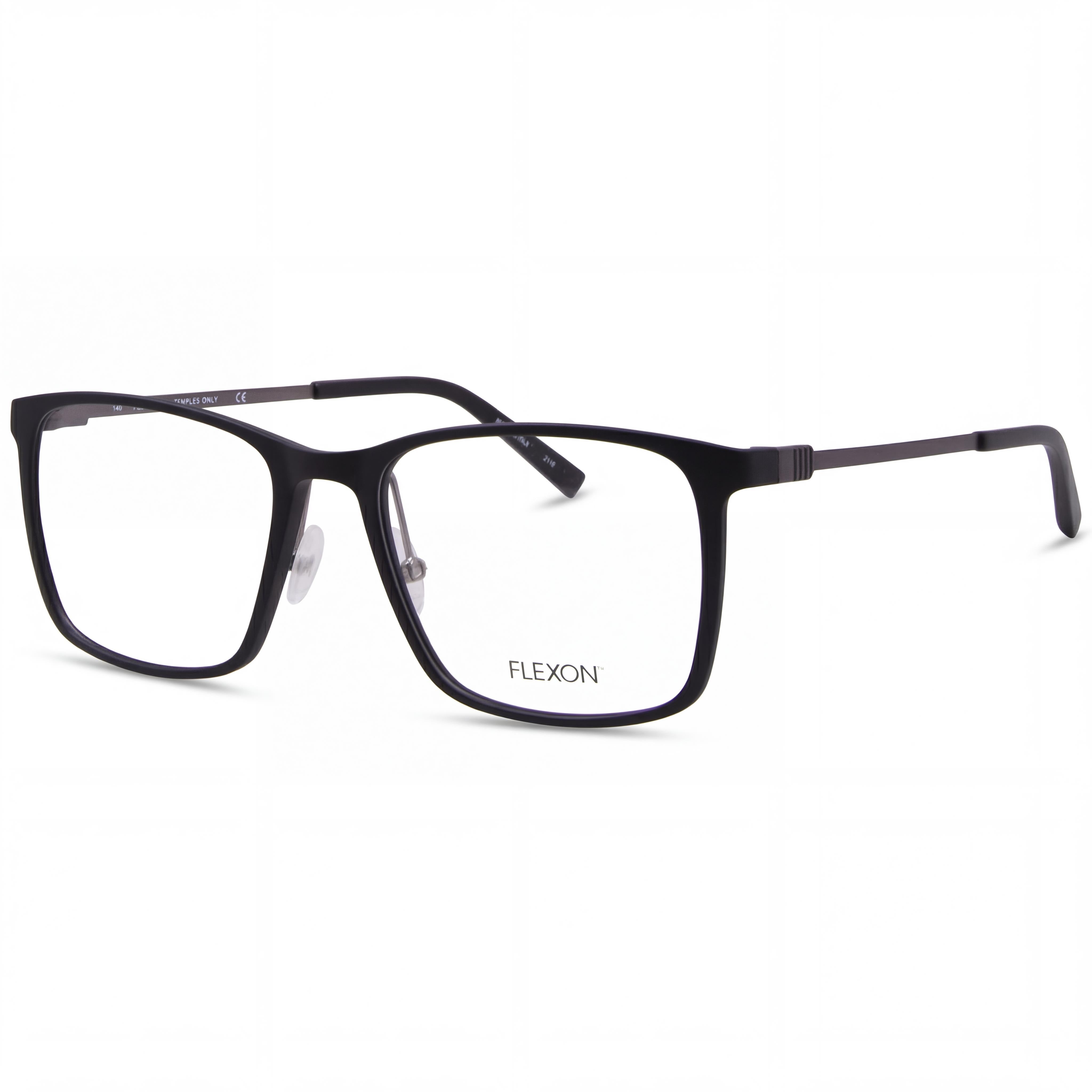 Flexon EP8011 Unisex Plastic Full Rim Rectangle Shape Eyewear Frames in Matte Black, Lens Width 53mm, Photo 1