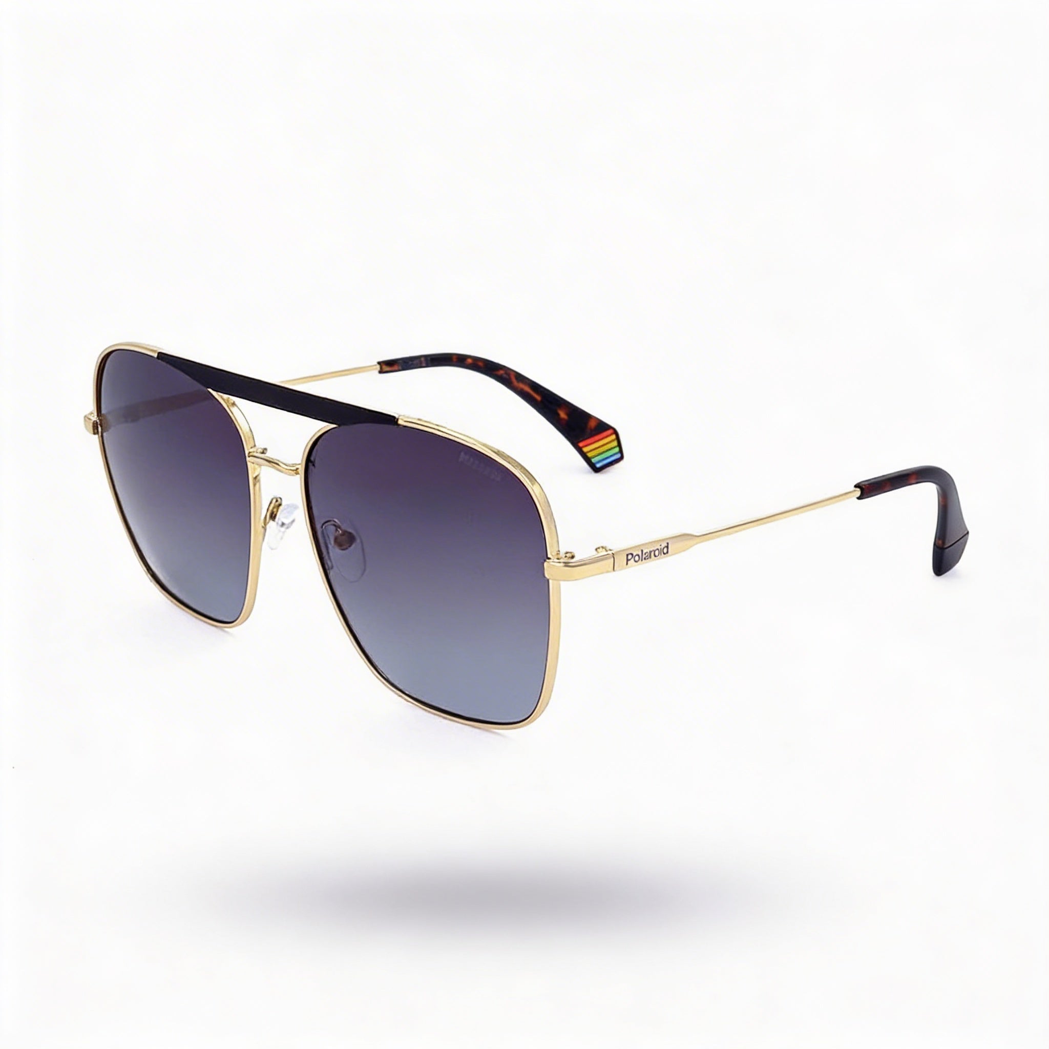 Polaroid Modern Women's Stainless Steel Matte Black Gold Grey Shaded UV 400 Eyewear 59-16-145, Photo 1