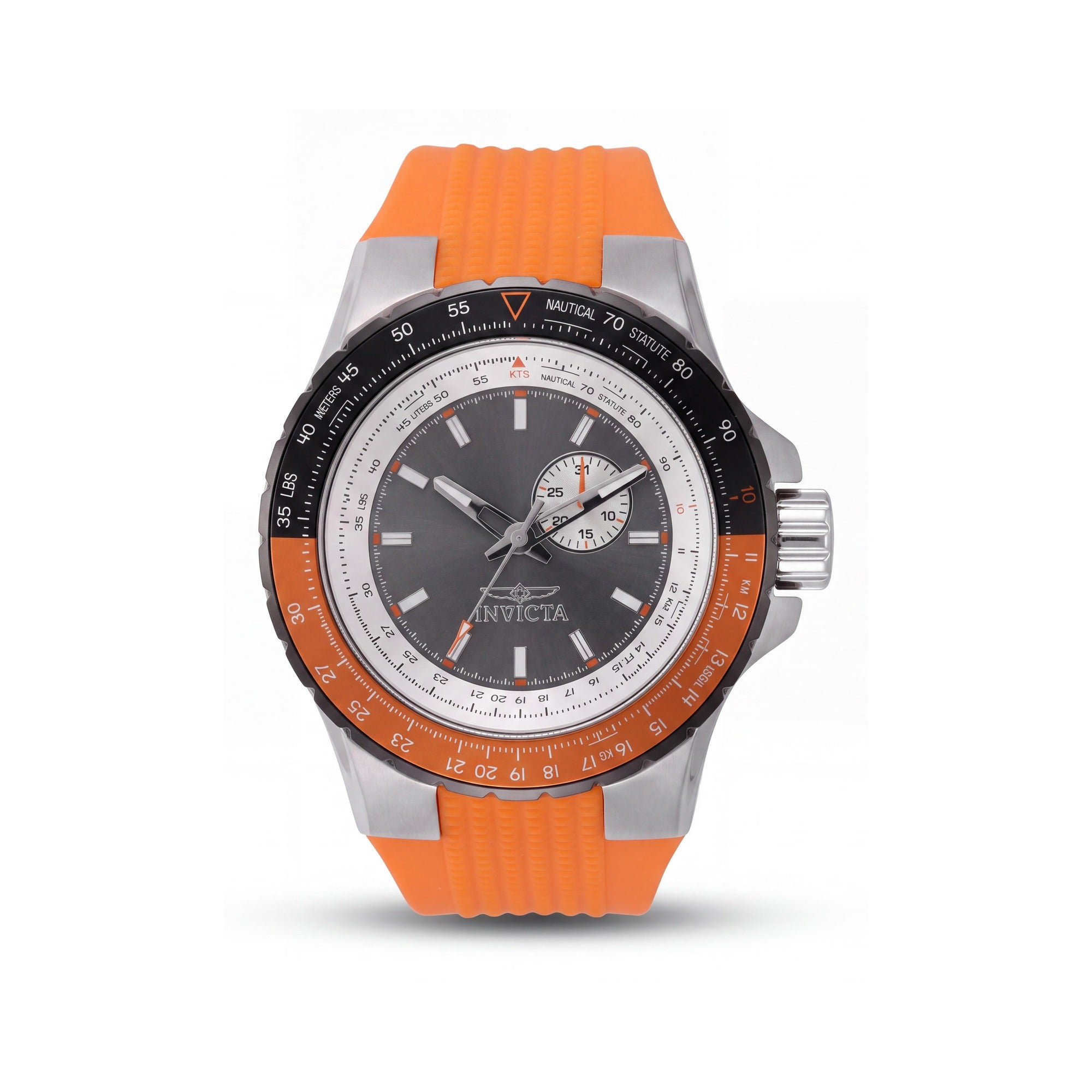 Invicta Aviator 49721 Unisex Quartz Stainless Steel Grey Dial Silicone Strap 50mm Watch, Photo 1