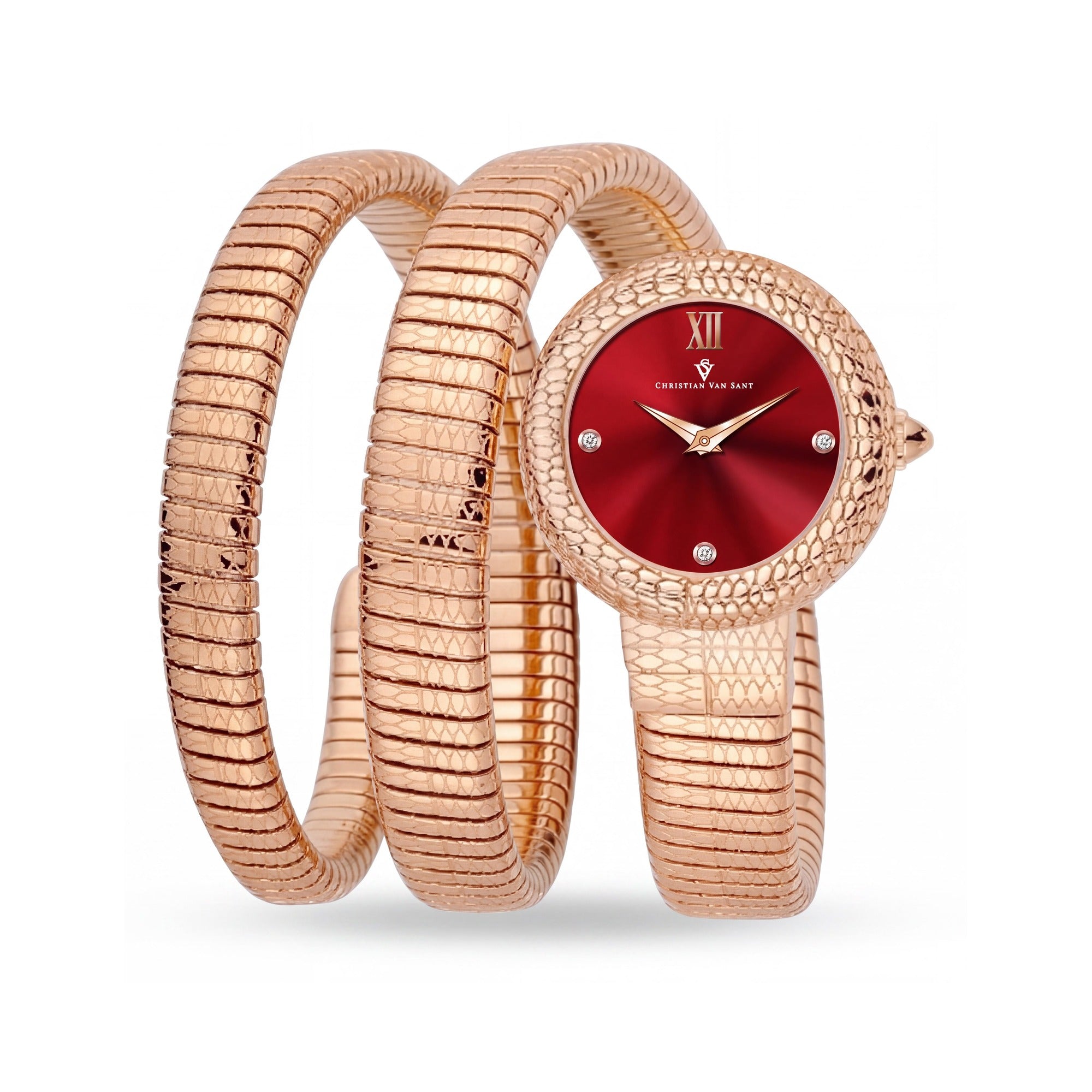 Christian Van Sant CV0893 Modern Women's Watch with Stainless Steel Case, Stainless Steel Bracelet, Red Dial, Water Resistant, Photo 1