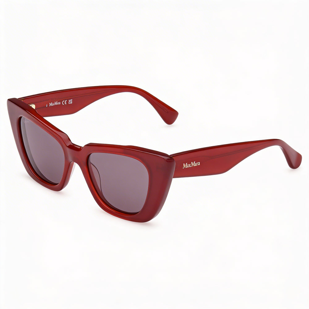 MaxMara Mm0099 Women's Shiny Dark Red Acetate Frame Eyeglasses with Shiny Red Lenses 50-18-140