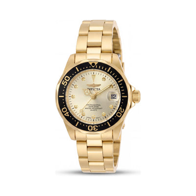 Reloj Invicta Pro Diver 17038 para mujer, con brazalete de acero inoxidable tono dorado, 24.5mm