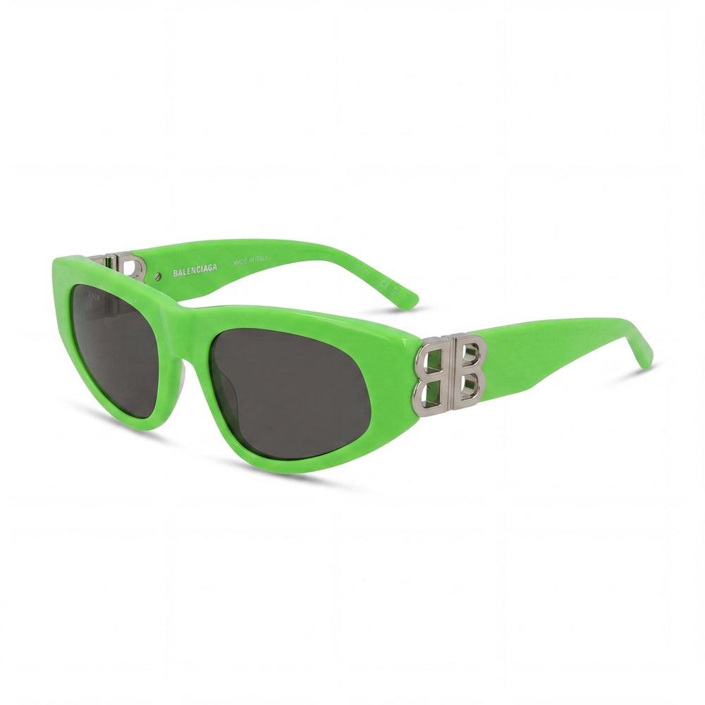 Balenciaga Cat Eye Women's Green Silver Grey Acetate Sunglasses 53mm