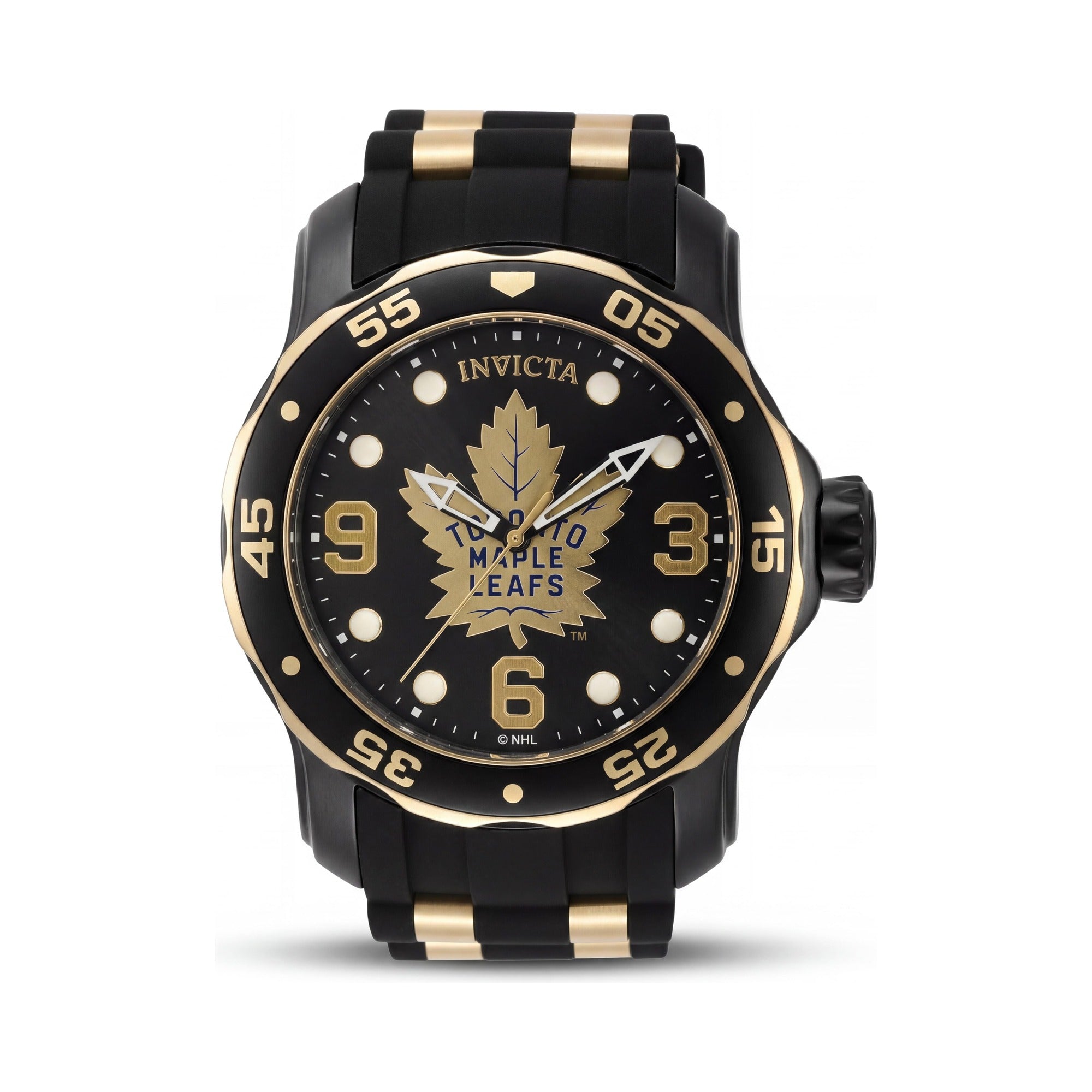 Invicta NHL IN-42326-AMZUK Men's Two-tone Black Gold Water Resistant Stainless Steel Silicone Watch 48mm, Photo 1