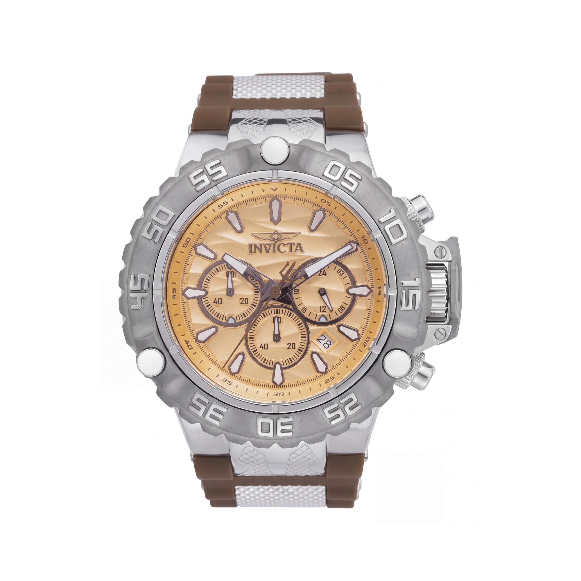 Invicta Subaqua - Cronógrafo Poseidon 48559 de acero inoxidable para hombre, reloj de 55 mm con esfera dorada y correa de silicona, Photo 1