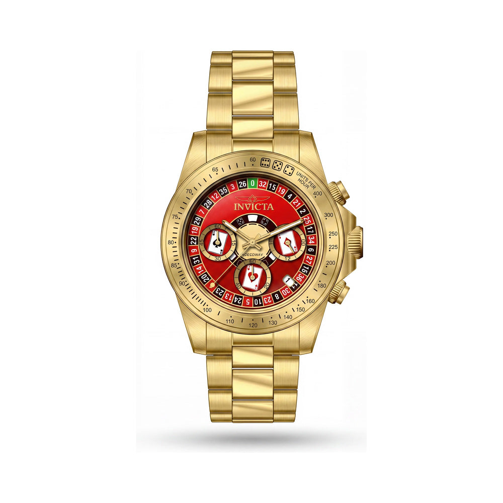 Reloj Invicta Speedway 50496 para hombre de acero inoxidable, carátula roja, movimiento de cuarzo, 39mm, resistente al agua 20 ATM