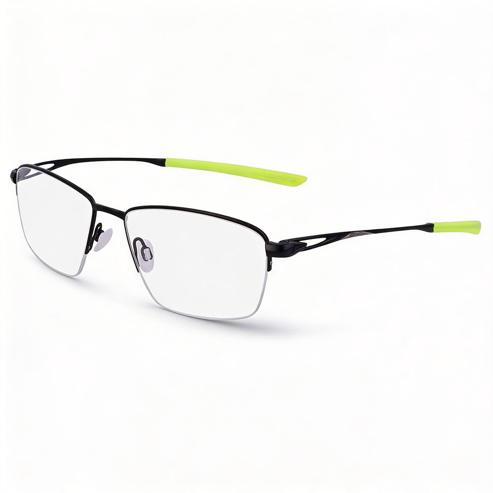 Nike 6045 Men's Rectangular Semi-Rimless Titanium Eyeglasses Satin Black 54mm