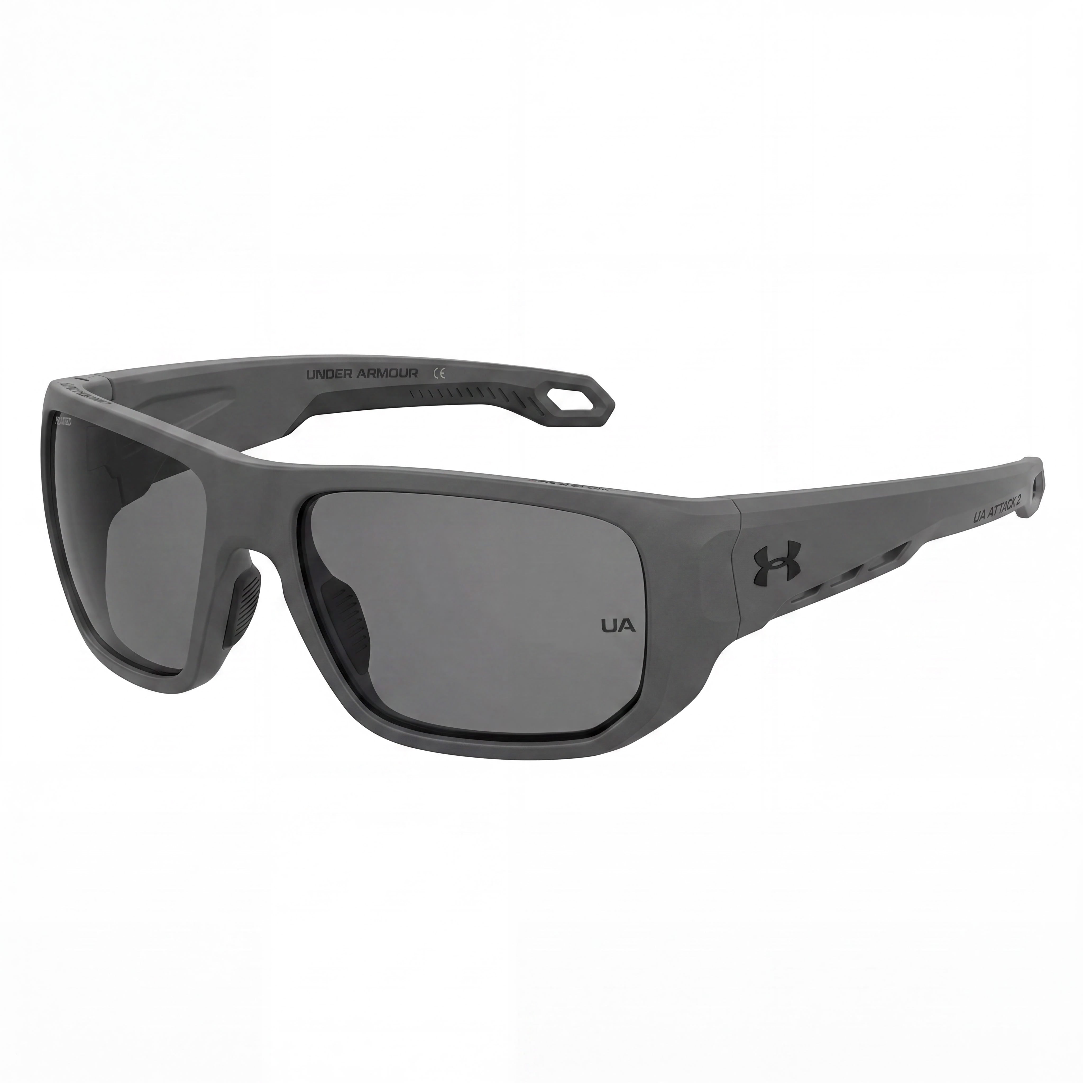 Gafas de sol Under Armour Ua Attack 2 unisex con montura de poliamida, protección UV polarizada, color gris mate, lentes grises 63-16-130, Photo 1